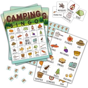 Juego de bingo de campamento, juegos de fiesta temática de bosque de acuarela con 24 jugadores, excursión de campo, actividades escolares, Juego de bingo de campamento, juegos de fiesta temática de bosque de acuarela con 24 jugadores, excursión de campo, actividades escolares,
