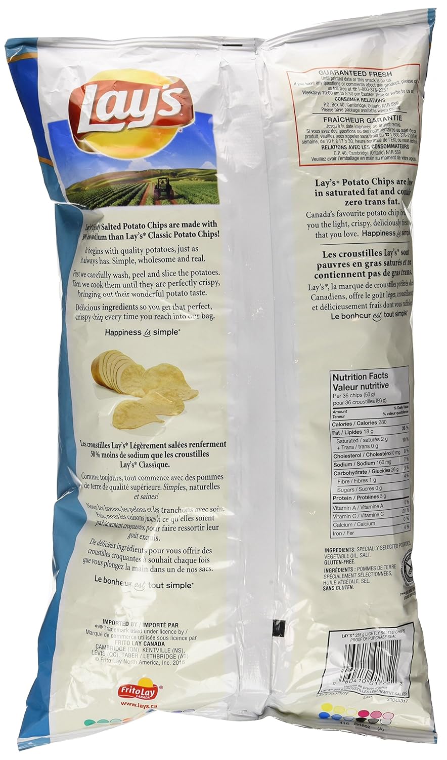 Tamaño familiar ligeramente salado, 255 g9 oz. Importado de Canadá