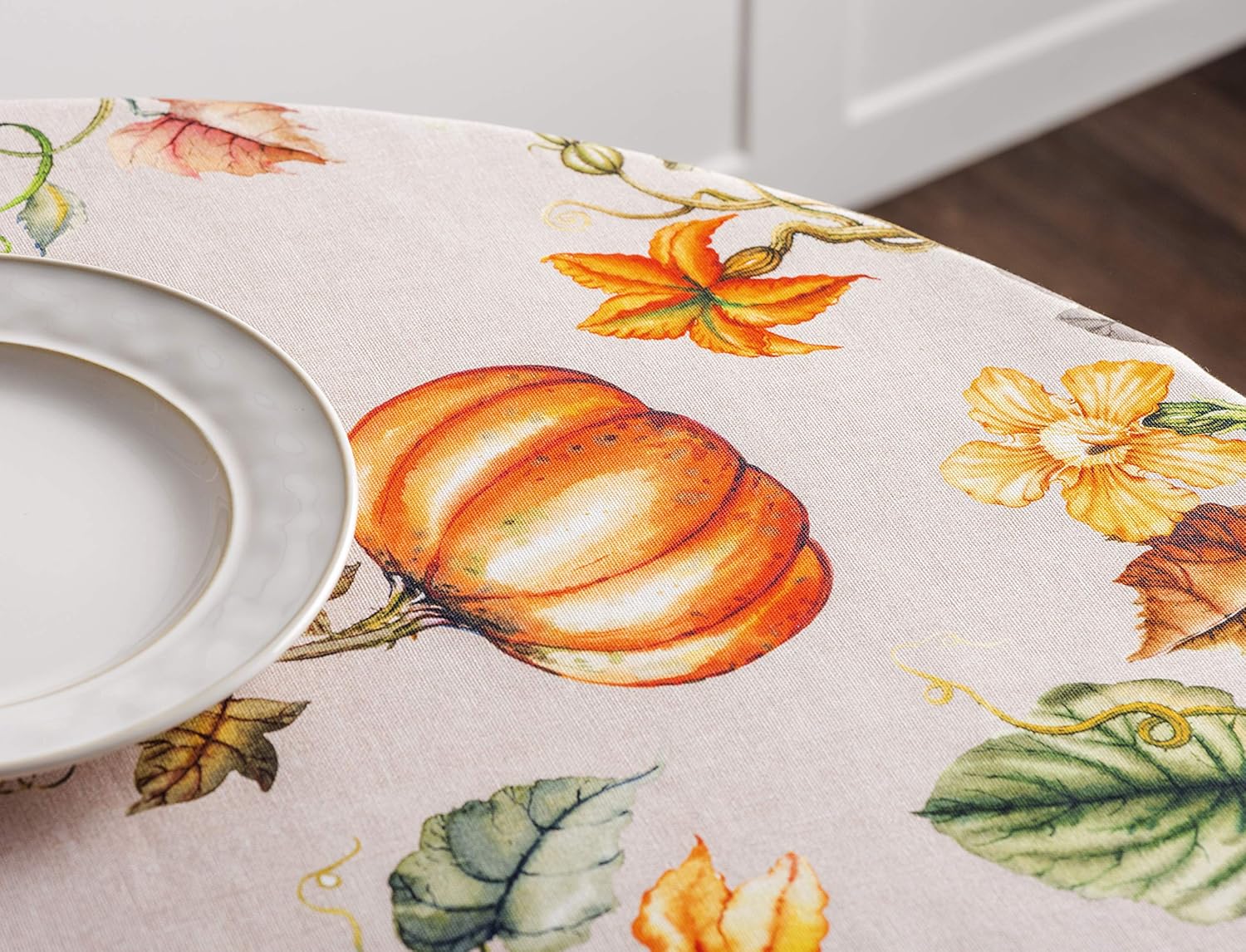 Maison d’ Hermine Mantel 100% algodón para mesas redondas de cocina, comedor, fiestas, bodas, Acción de GraciasNavidad (63 pulgadas de diámetro),