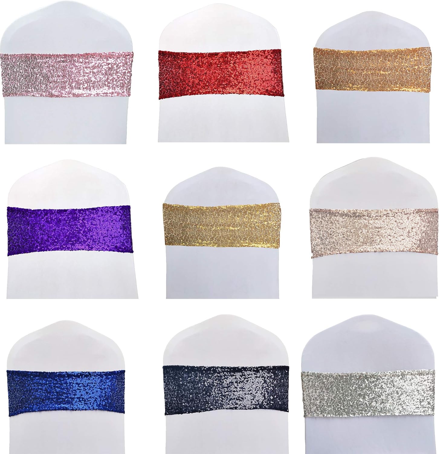 Fajas para sillas de lentejuelas de alta elasticidad con brillantes y suaves, material de lentejuelas brillantes, lazos para sillas de fiestas y