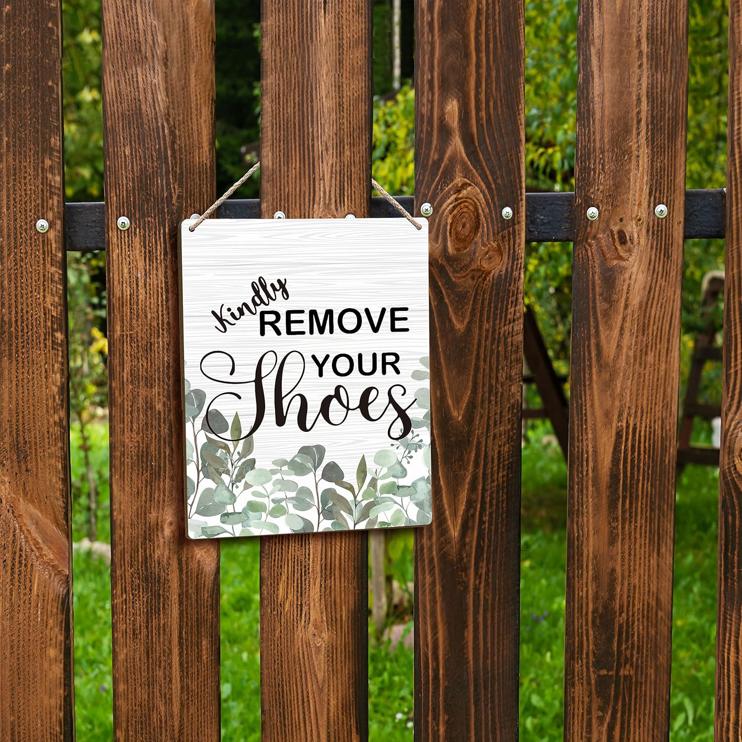 FUGWN Letrero de madera con texto en inglés Kindly Remove Your Shoes Off, de 8 x 10 pulgadas, sin zapatos, letrero de quitar zapatos, letrero de