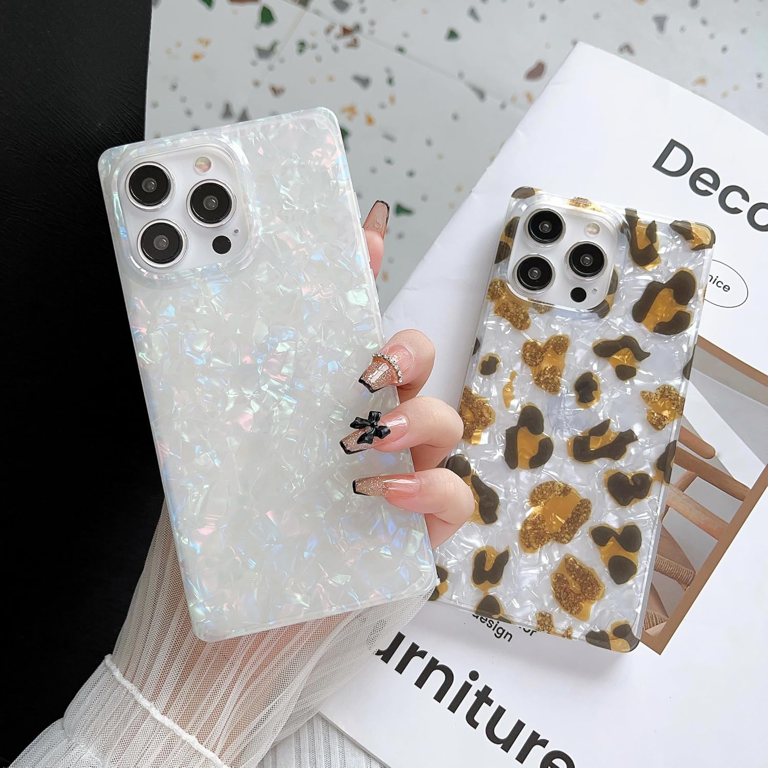 Jmltech Funda de borde cuadrado para iPhone 15 Pro Max, funda para mujer, a prueba de golpes, con purpurina, delgada, suave, gel de silicona