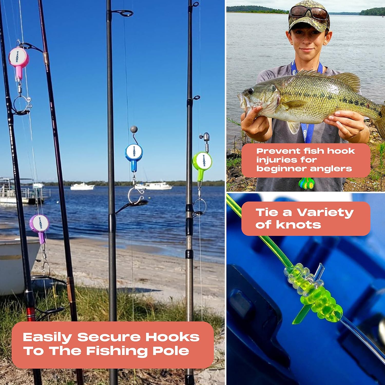 HOOK-EZE Herramienta para atar nudos de pesca  Protege de los anzuelos de pescado  Ata nudos de pesca fácilmente  Gadgets geniales para pescadores