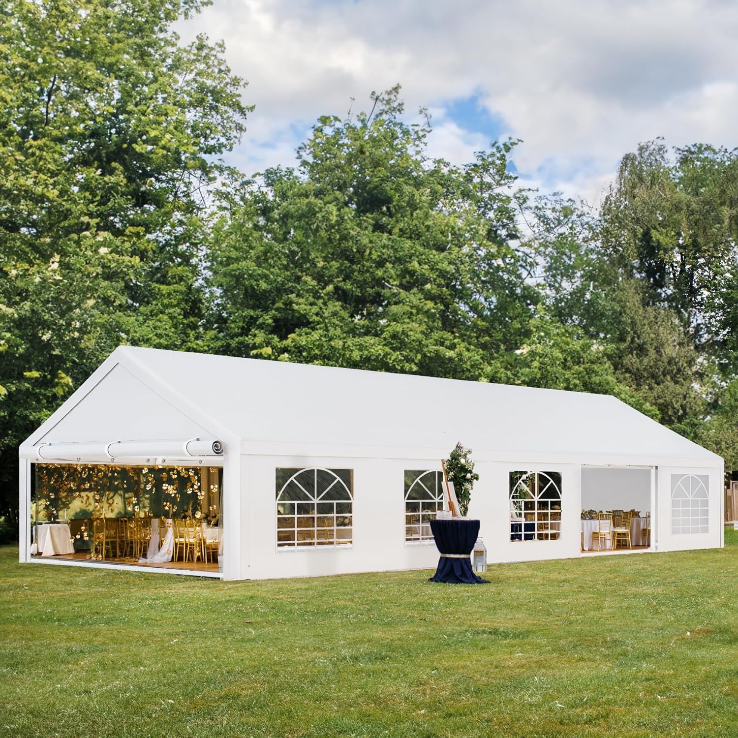 YITAHOME Tienda de campaña para fiestas de 20 x 32 pies, refugios de eventos de boda al aire libre, toldo galvanizado mejorado con techo blanco