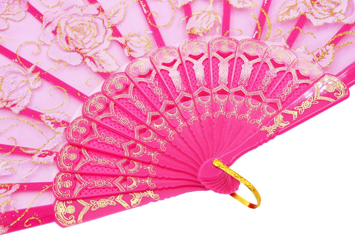 Amajiji abanicos plegables con diseño elegante y moderno de rosas, abanico de tela de encaje chinojaponés