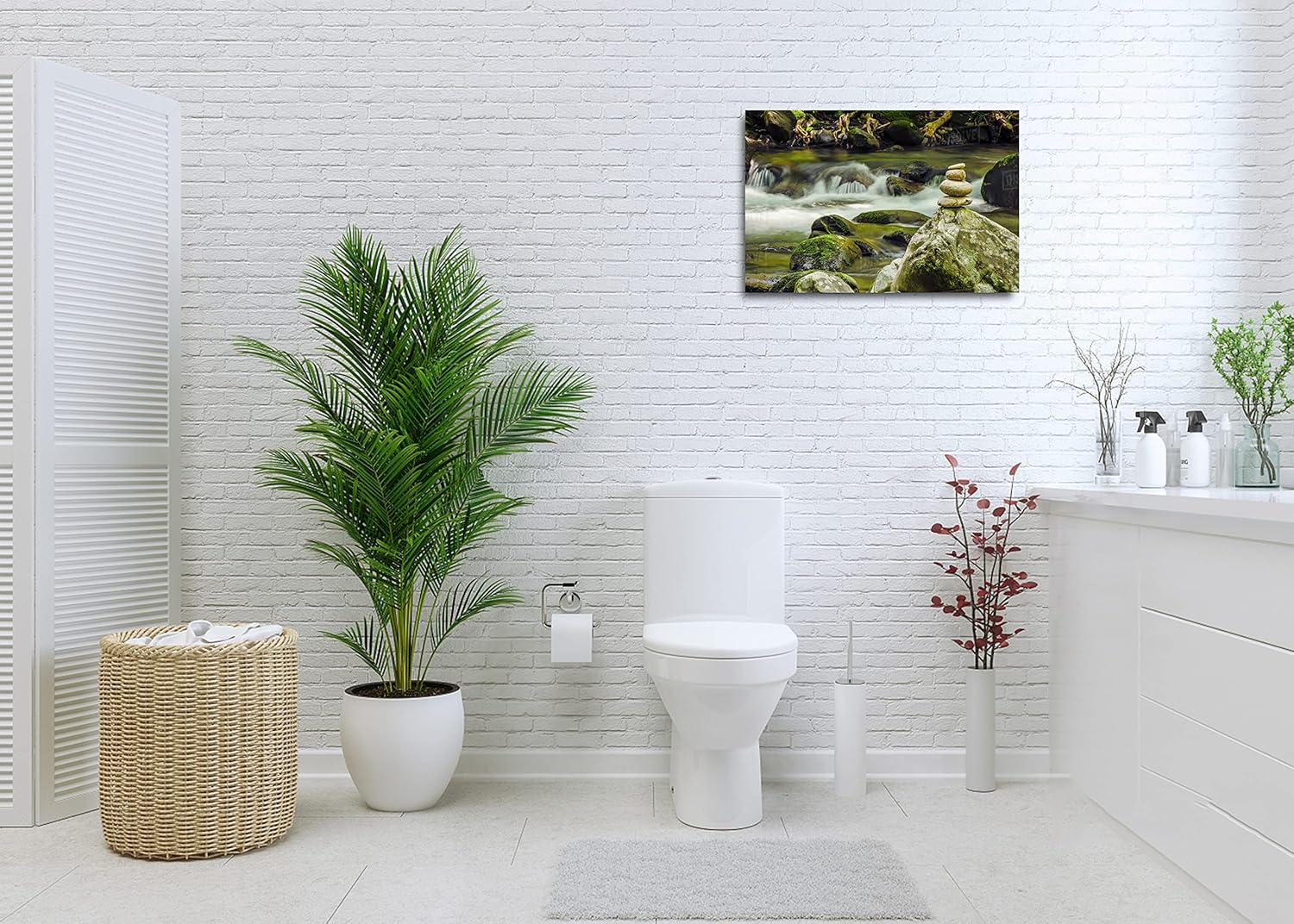 TIHUSAGO Spa Zen Elements – Lienzo decorativo para pared, arte de pared de equilibrio de piedra zen, póster de pintura de baño, lienzo grande,
