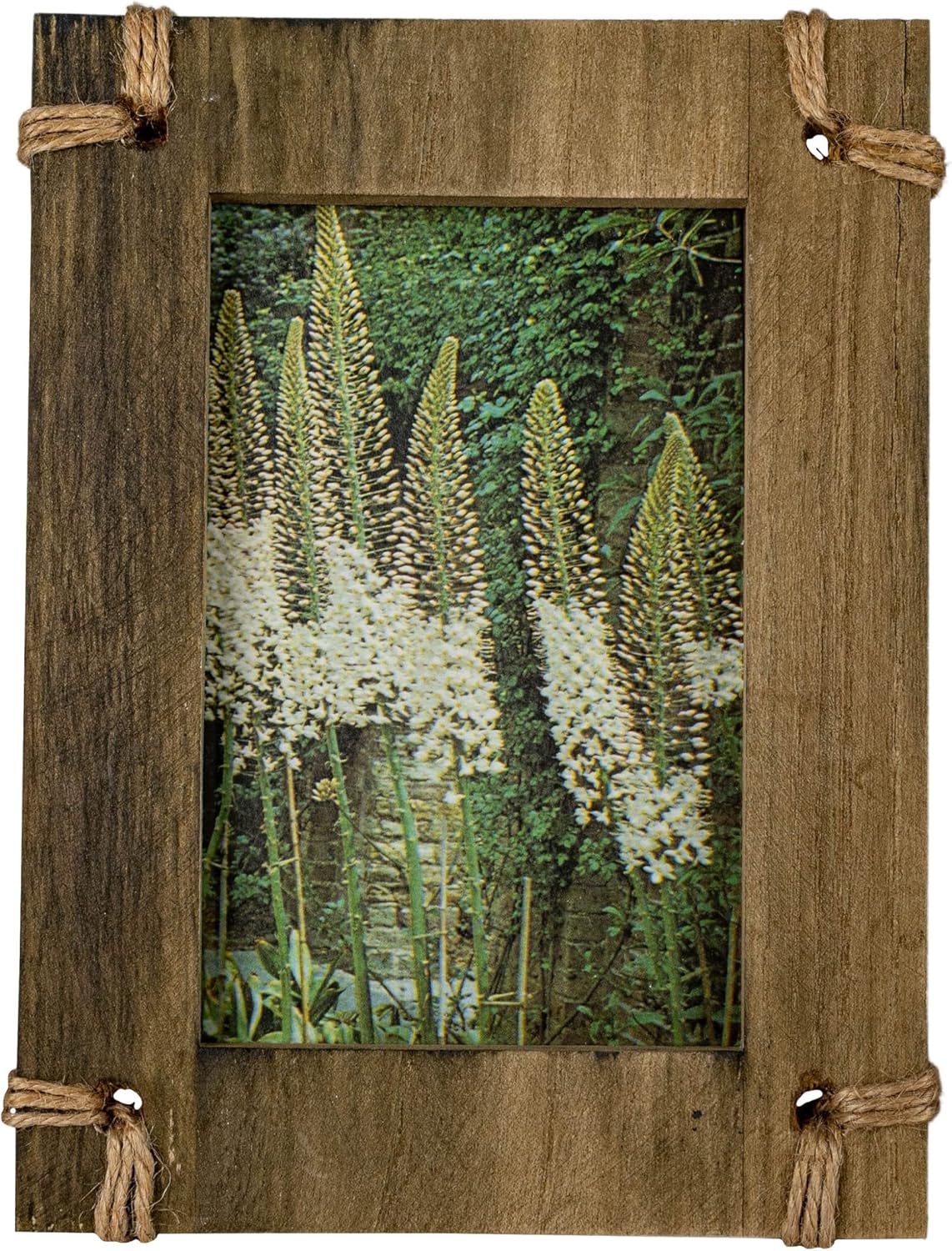 Foreside Home and Garden Home & Garden Esquinas de yute 4×6 Marco de fotos de madera natural, MDF, yute y vidrio