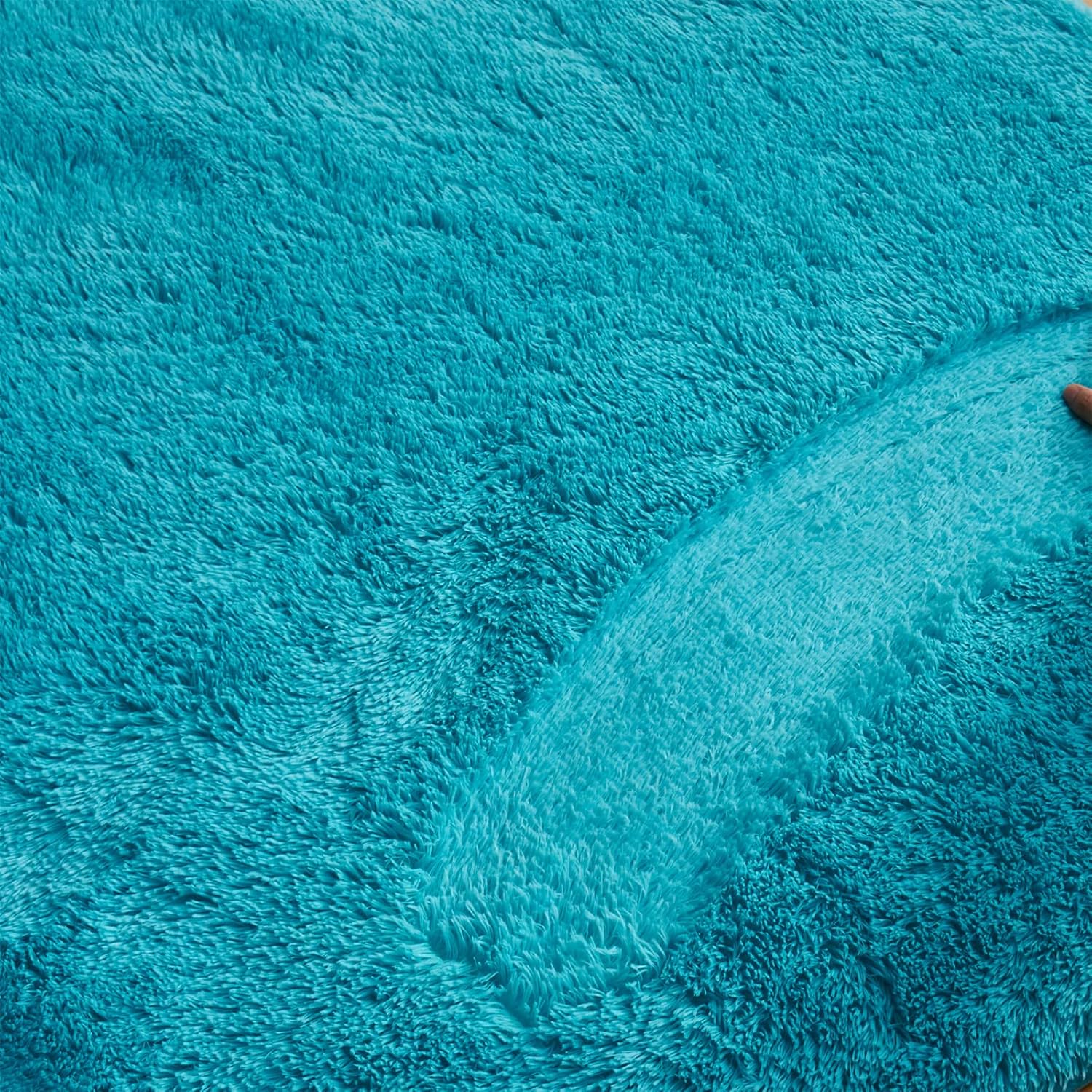 Arbosofe Alfombras de área para sala de estar, dormitorio, 4 x 6 pies, color azul, esponjoso, peludo, alfombra pequeña, alfombra de felpa suave,