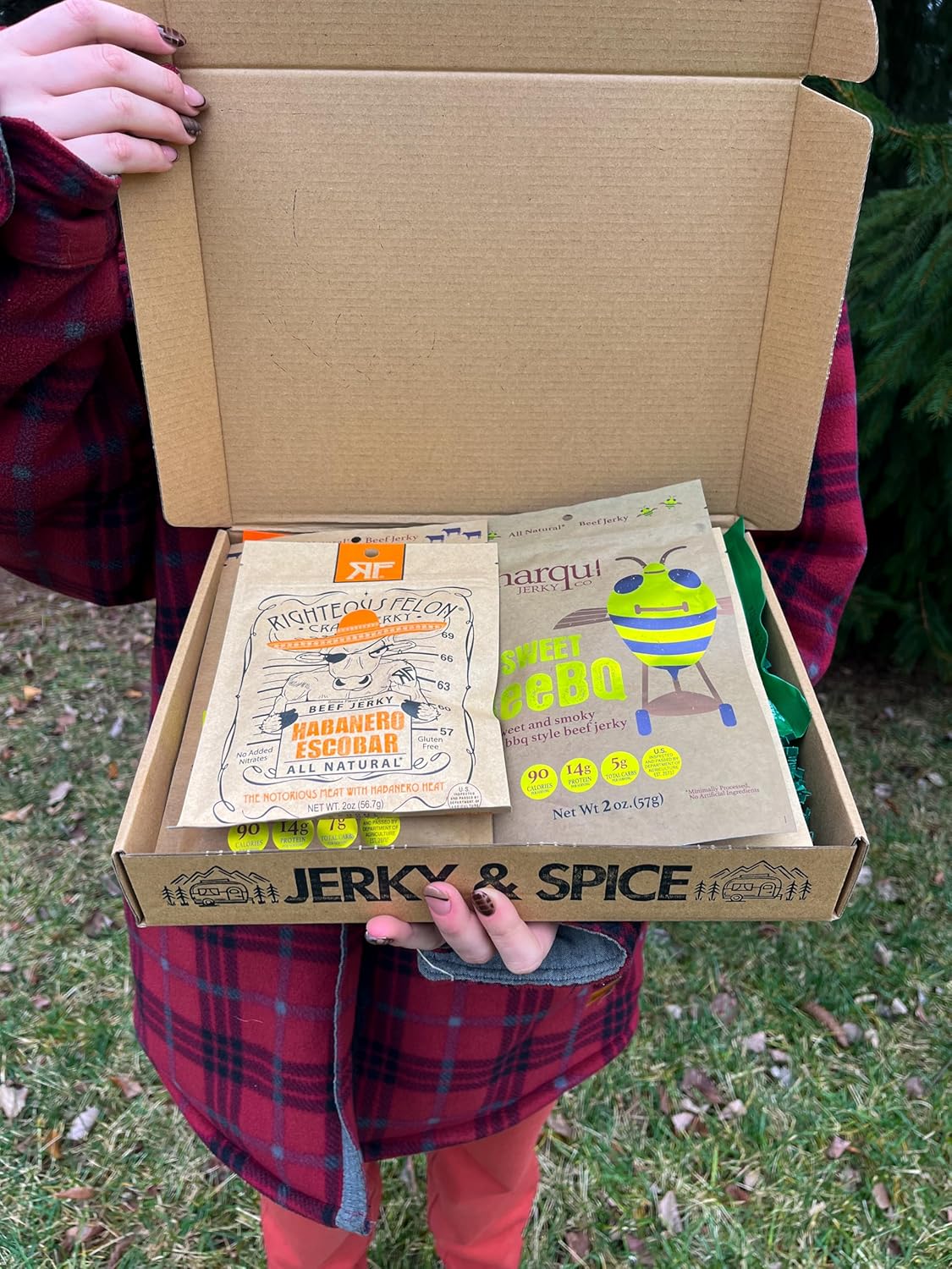 Caja de cecina artesanal (paquete de 6)  Premium, lote pequeño, selección artesanal de carne cecina, alta proteína, cesta de regalo única para el