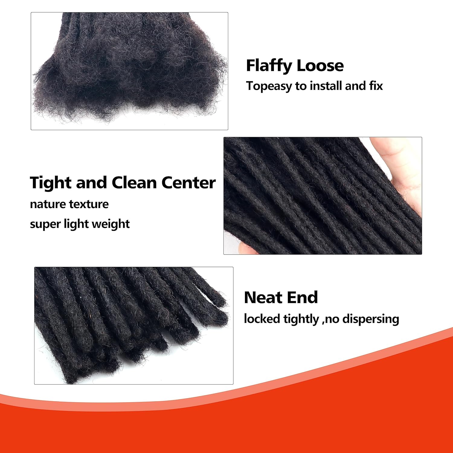 Loc – Extensiones de cabello humano de 4-24 pulgadas, extensiones de rastas de cabello humano totalmente hechas a mano, extensiones de cabello