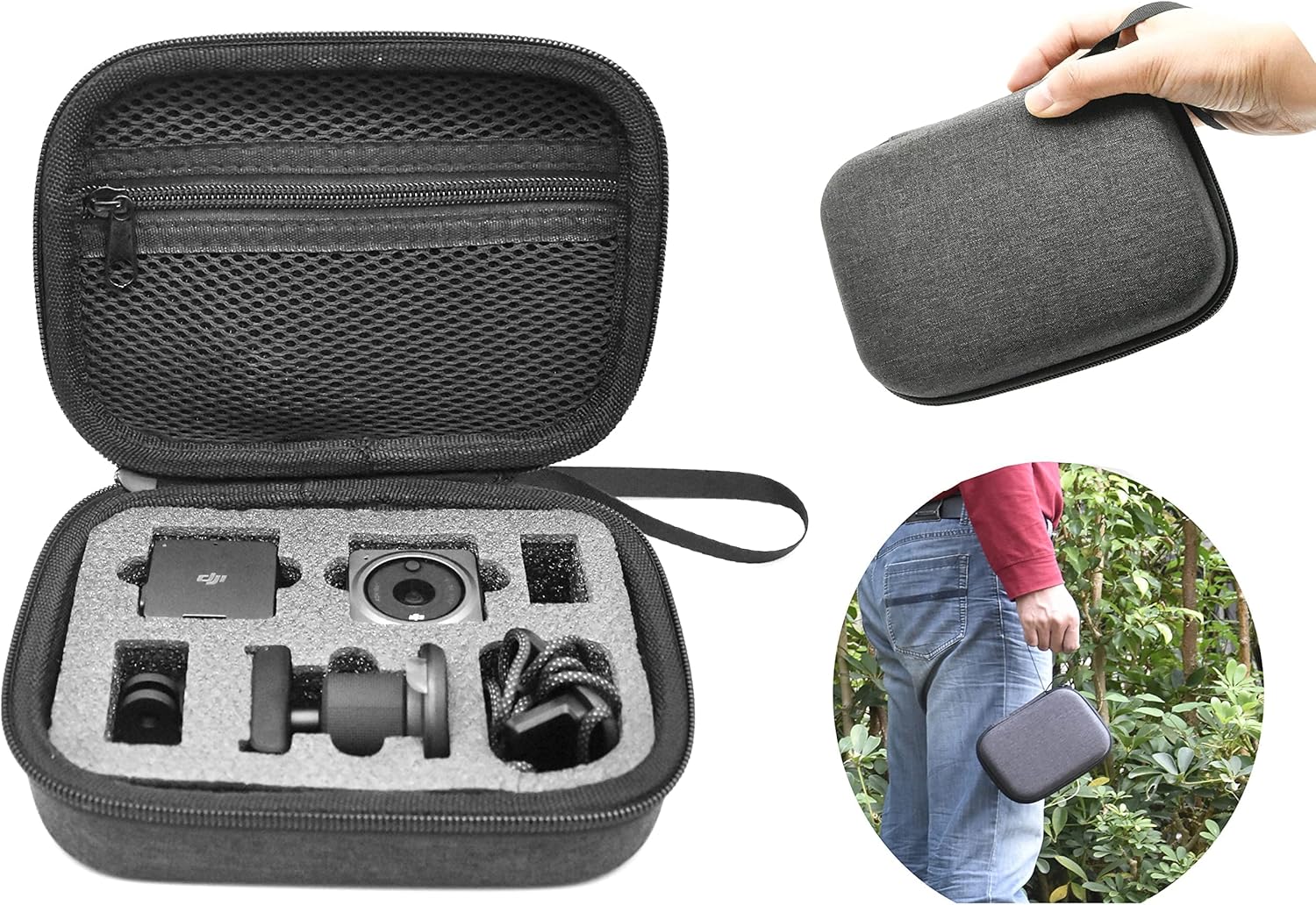 VGSION Funda de transporte para DJI Action 2 Combo de doble pantalla con carcasa dura interior de espuma portátil