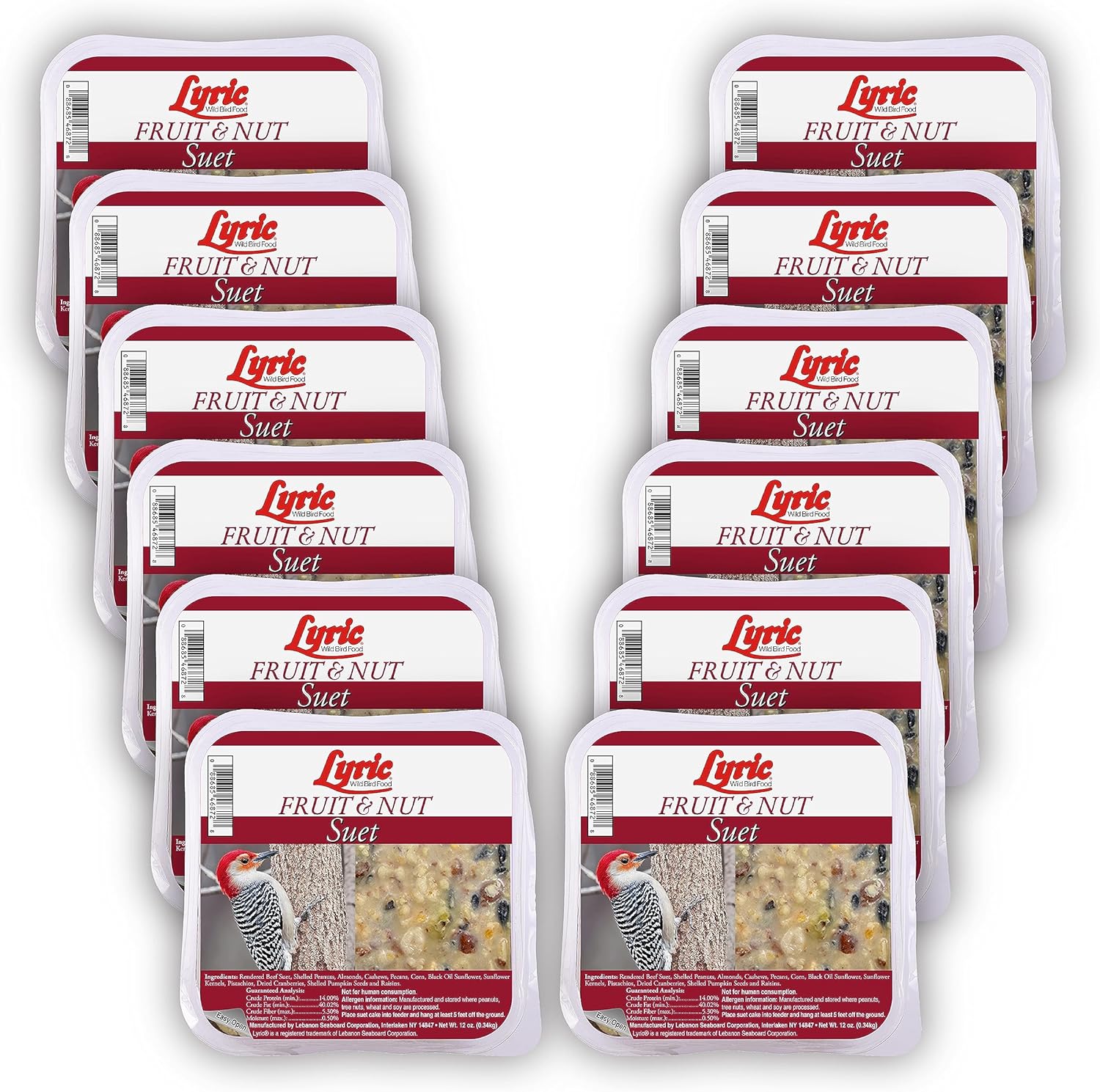 Lyric 2546873 Pasteles de sebo de semillas de frutas y nueces para aves silvestres, 12-12 onzas, beige