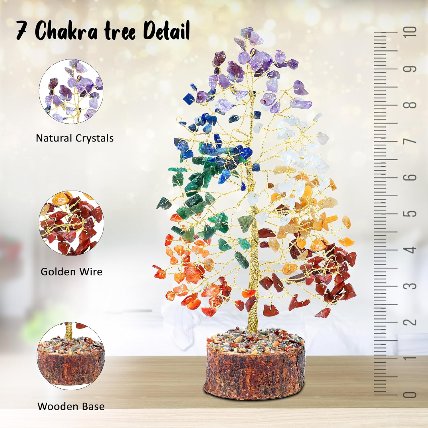 Árbol de la vida de los 7 chakras, árbol de la vida de cristal, árbol de piedras preciosas para energía positiva, decoración de árbol de Feng Shui,