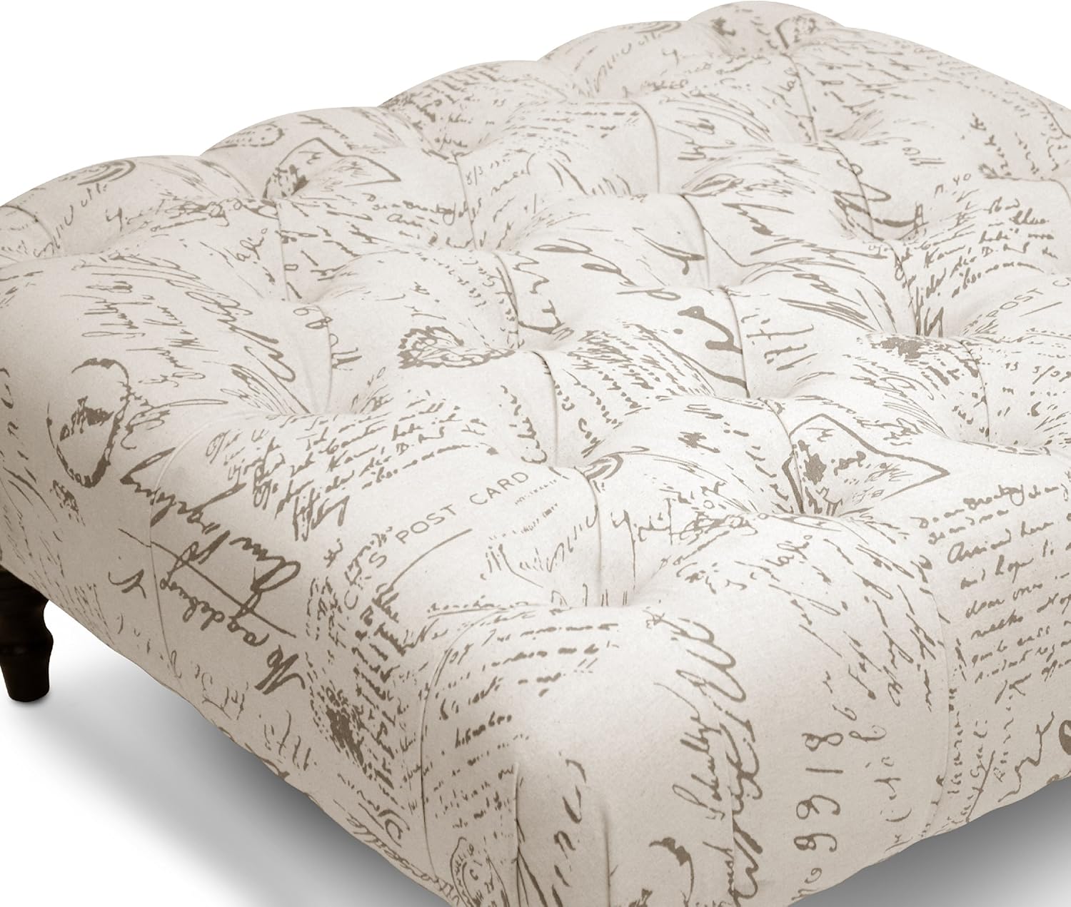 Baxton Studio Keswick Script Print – Otomana moderna copetuda, color beige