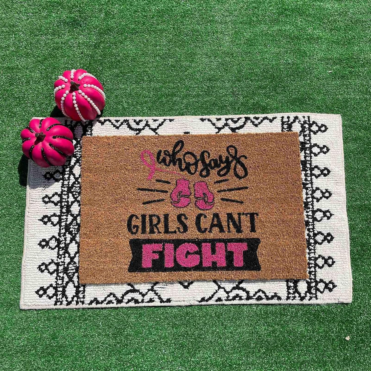 Felpudos de 24 x 16 pulgadas, diseño de cinta rosa para concientización sobre el cáncer de mama, para mujeres, jóvenes, niñas, regalos para