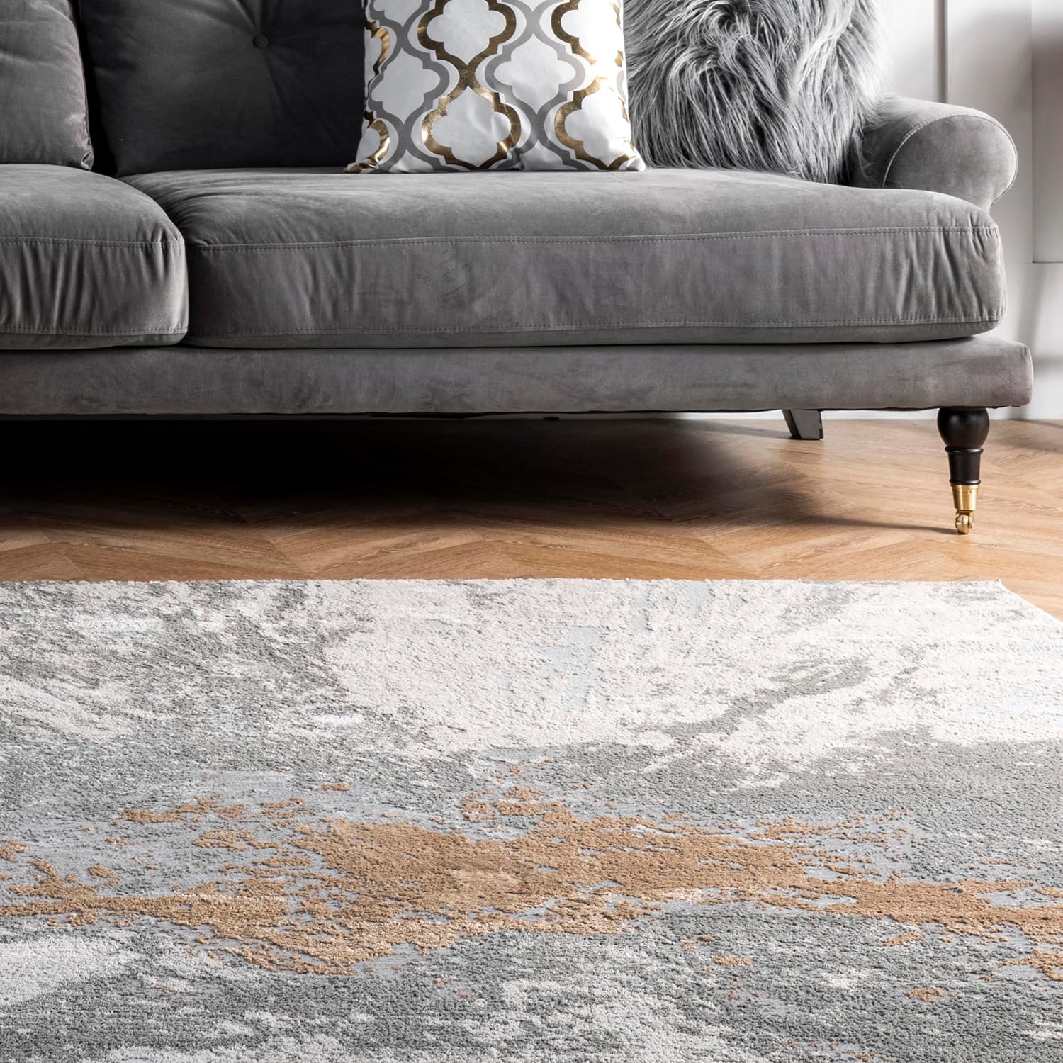 nuLOOM alfombra para corredor Cyn Abstract dorada de 2 pies 8 pulgadas x 8 pies
