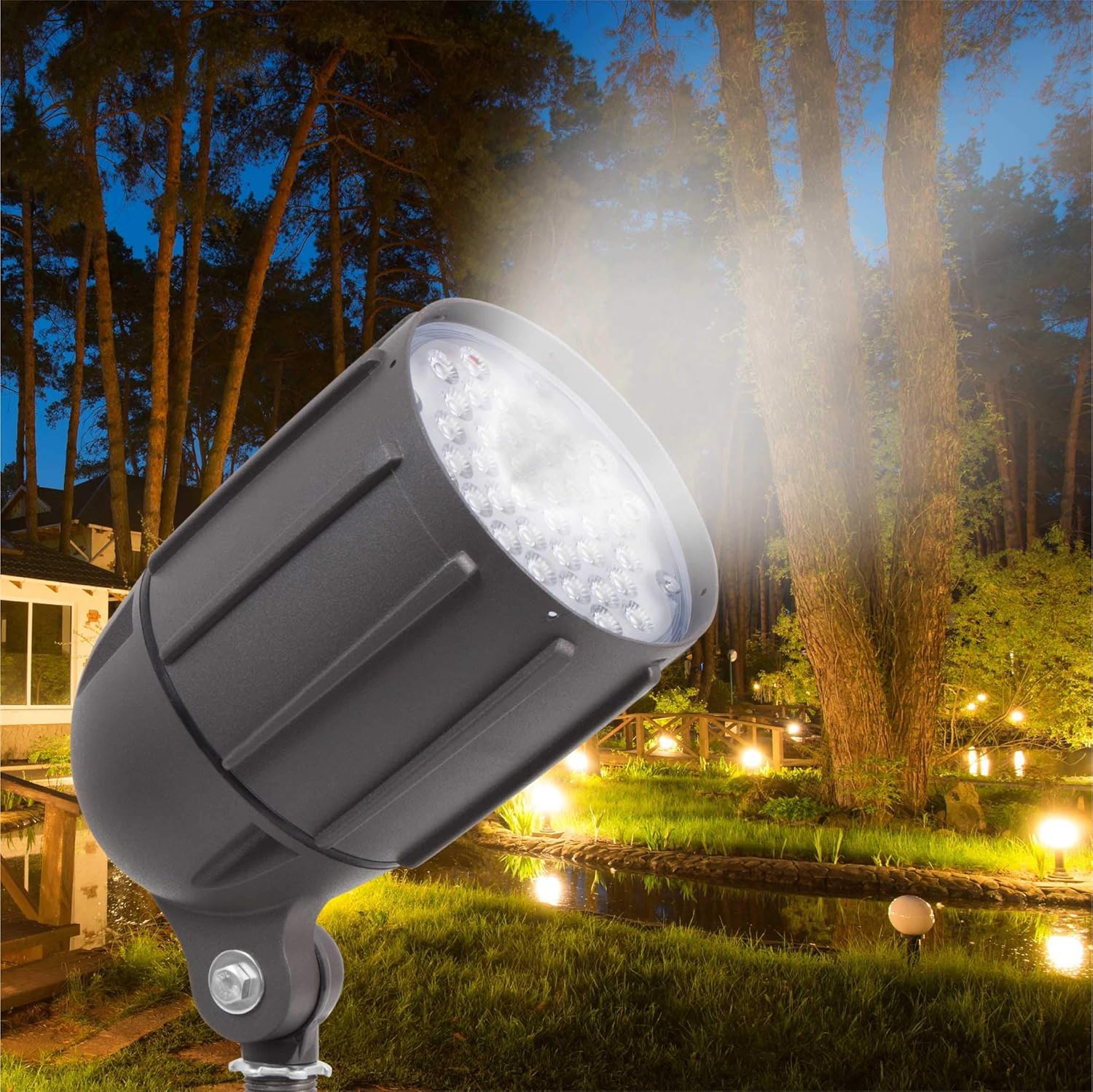 Luz de inundación LED de 30 vatios para iluminación de paisaje al aire libre de 120 voltios, 3870 lm, bronce, igual a 150 W MH, luz de asta de