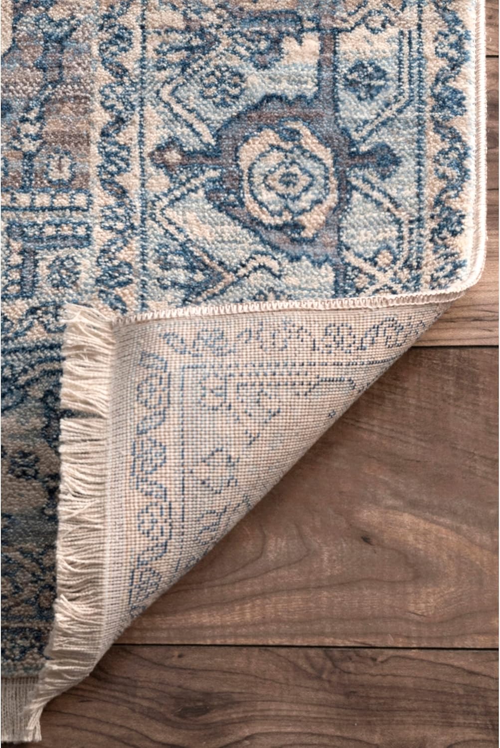 NuLOOM – Alfombra con diseño de medallón, con flecos, modelo Ethel