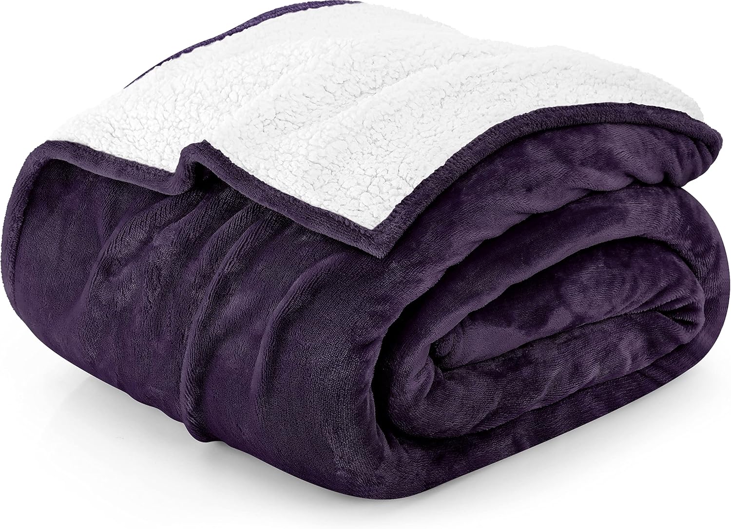 Utopia Bedding Sherpa – Sábana reversible de franela, Lana, Ciruela, gemelo