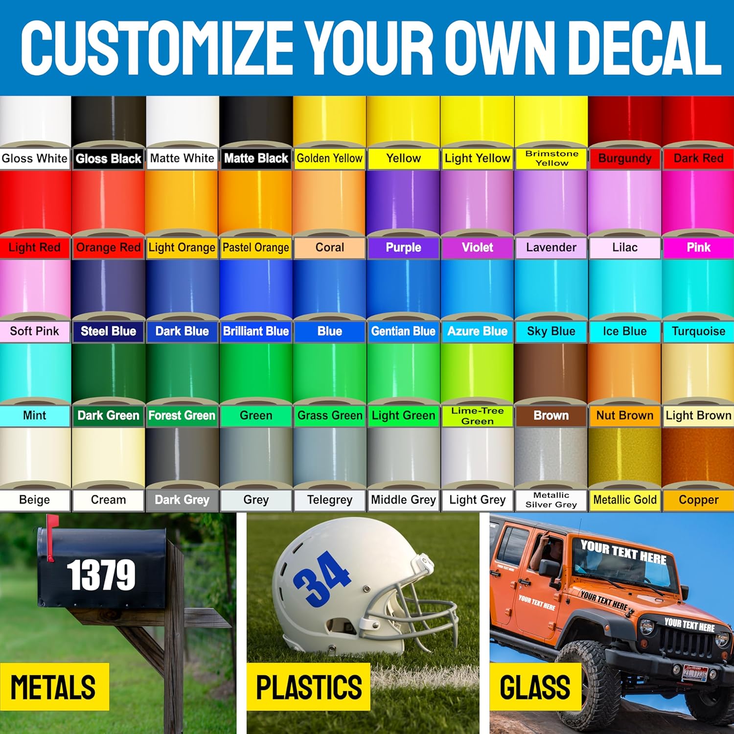 JayFX – Calcomanías personalizadas (50 colores + 30 fuentes + 30 tamaños), calcomanías de nombre personalizadas, calcomanías personalizadas,
