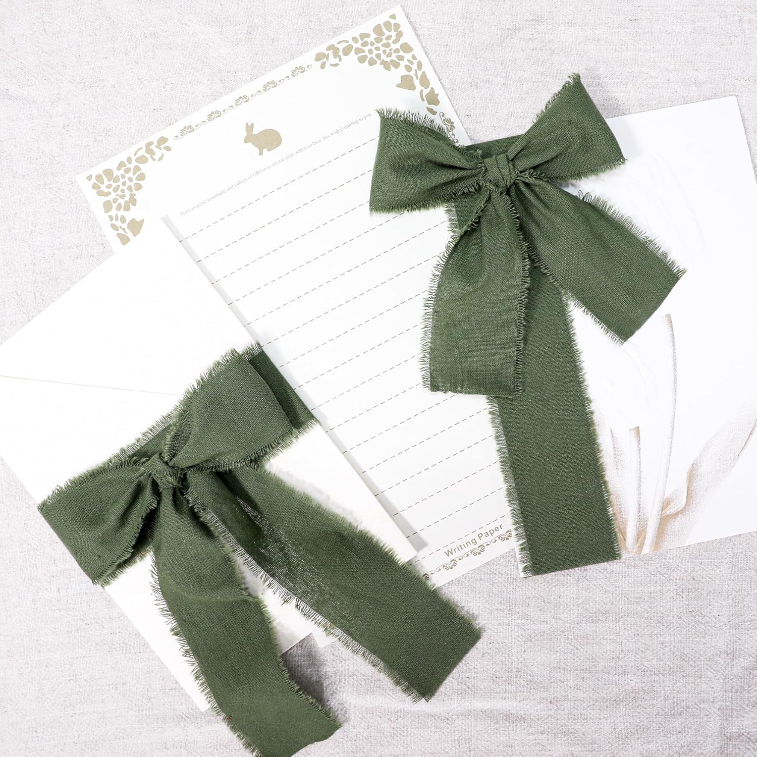 Cinta verde cazador de 1-12 x 15 yardas hechas a mano de algodón deshilachado con flecos para manualidades, ramos de flores, boda, árbol de Navidad,