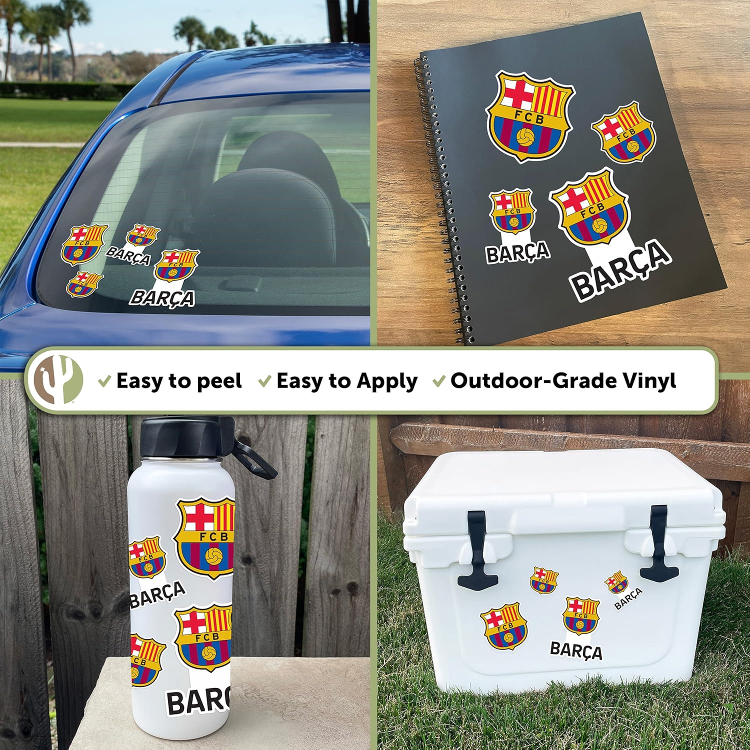 Pegatinas del FC Barcelona Barça – Lámina de vinilo para fútbol, botella de agua para laptop, álbum de recortes de coche (tipo 1-2)
