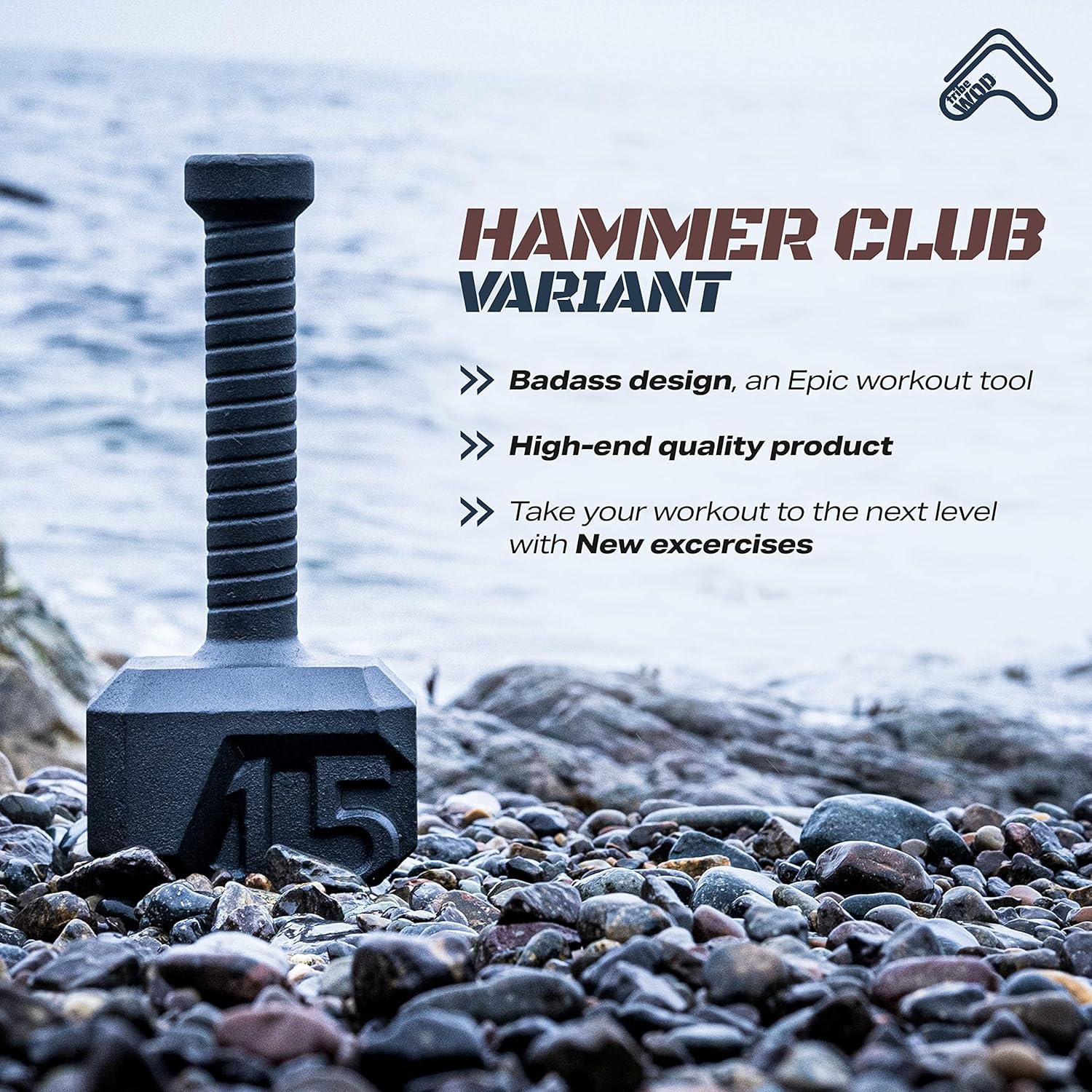 Tribe WOD Hammer – Pesa rusa de 15-70 libras + ajustable  Equipo de entrenamiento cruzado para construcción muscular, cardio, fitness, pesas para