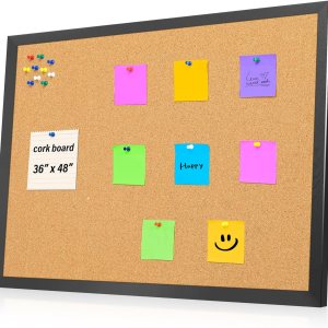 Tablero de anuncios de corcho de 48 x 36 pulgadas, marco de madera negra, corchos de 4 x 3 pulgadas para pared, tablero de anuncios grande montado Tablero de anuncios de corcho de 48 x 36 pulgadas, marco de madera negra, corchos de 4 x 3 pulgadas para pared, tablero de anuncios grande montado