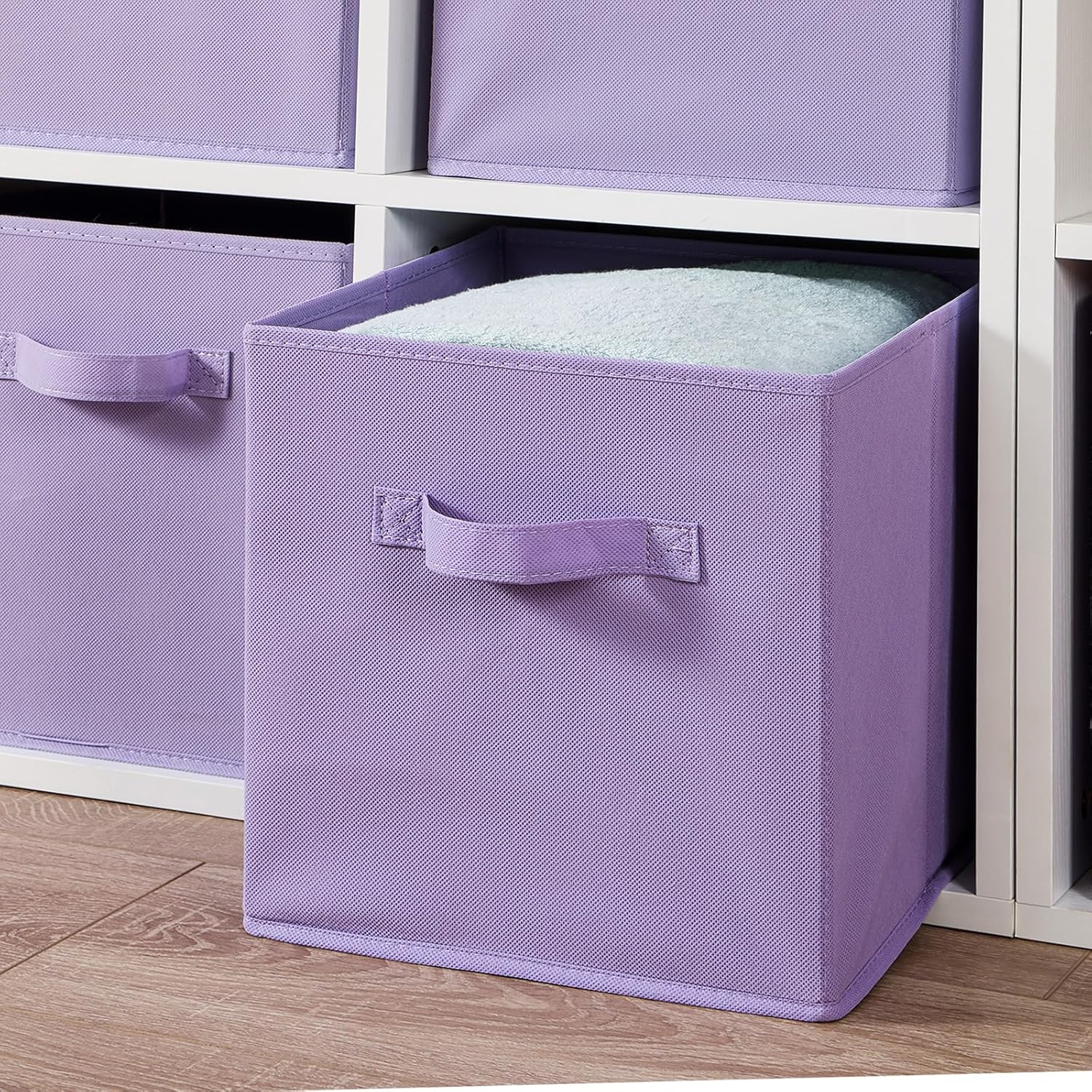 Contenedores de almacenamiento de tela, paquete de 6 cubos de almacenamiento duraderos de colores divertidos con asas, canastas plegables para el