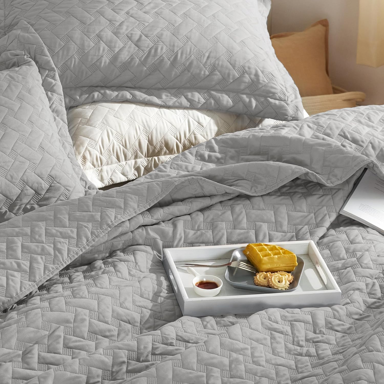 Bedsure – Juego de edredón de tejido liso tipo cesta G0 90×96 US