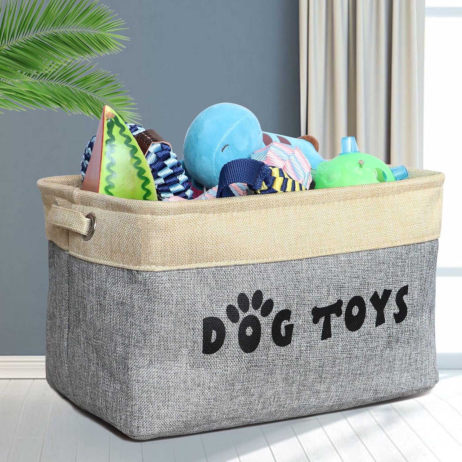 PET ARTIST Cesta de almacenamiento de juguetes para perros no personalizada, gris, 15 pulgadas de largo x 11 pulgadas de ancho x 9 pulgadas de alto