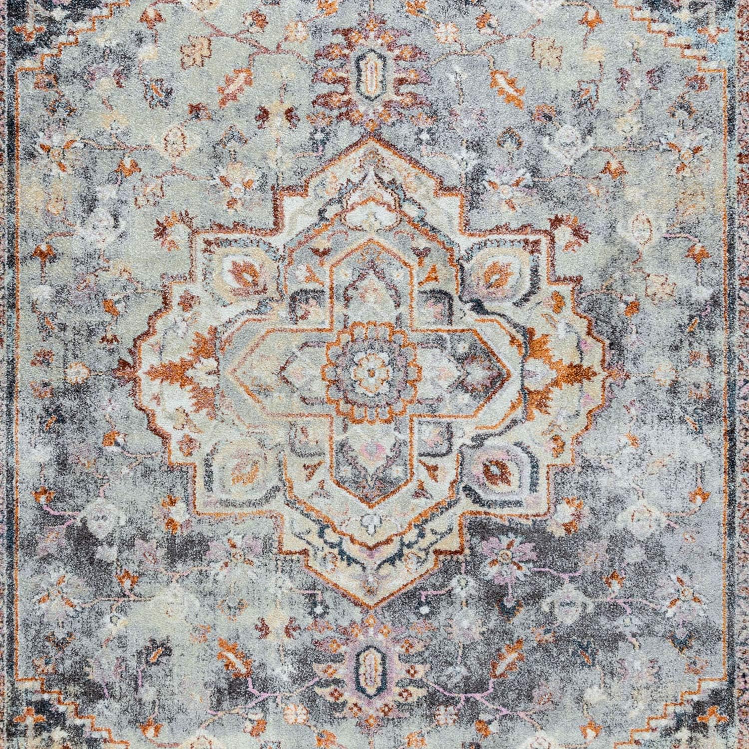 Alfombra redonda de 6 pies  Alfombras tradicionales para sala de estar, comedor, dormitorio, entrada o cocina, Alfombras para salas, gris, redonda