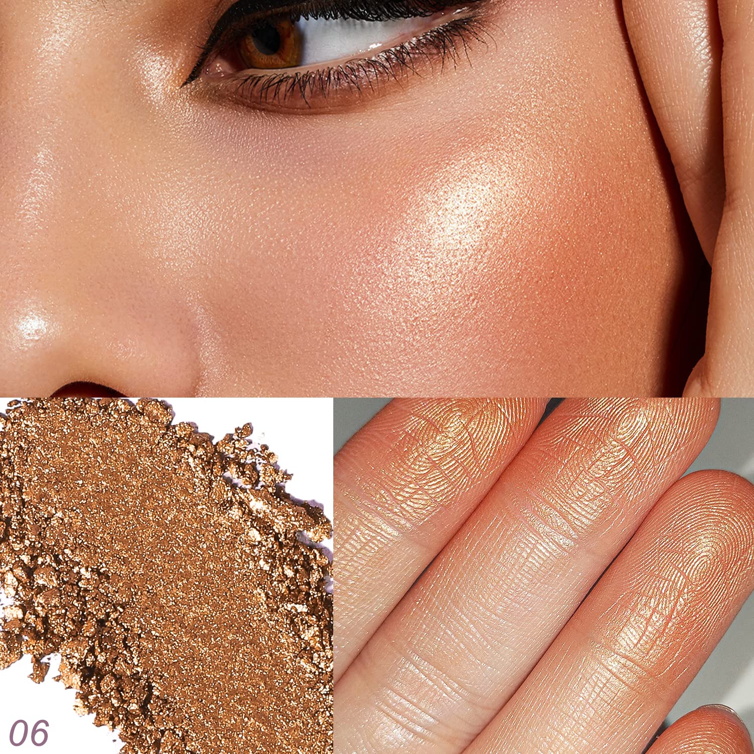 YOUNG VISION Paleta de polvos iluminadores horneados, tonos brillantes de perlas transparentes para maquillaje iluminador facial, iluminadores de