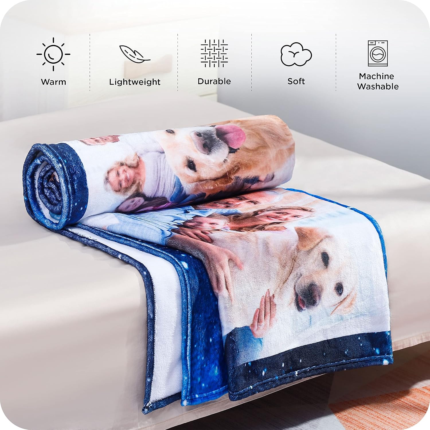 Mantas personalizadas con fotos, manta personalizada de collage de fotos, suave, con mis propias fotos, regalos personalizados para Navidad,