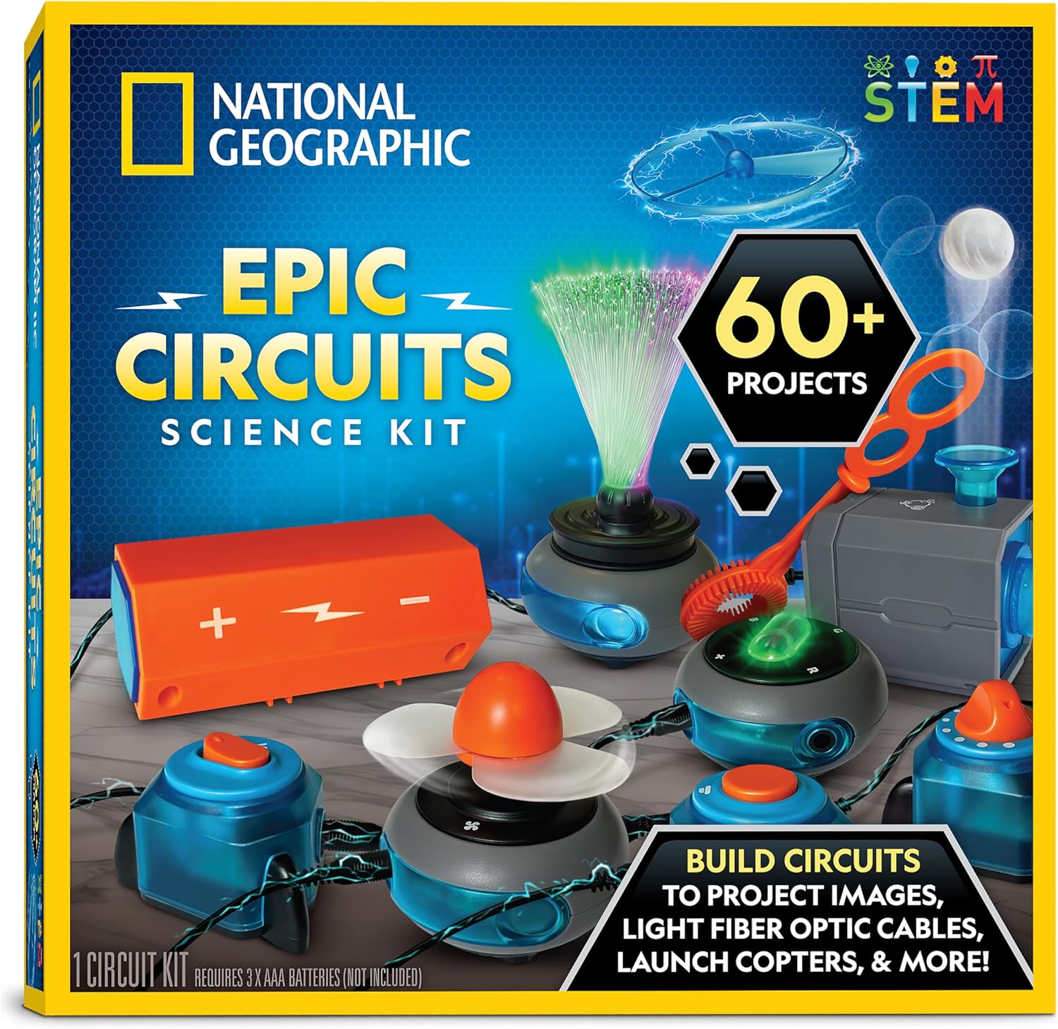 National Geographic – Kit de circuito electrónico para niños con 60 proyectos de circuito eléctrico, juguete STEM de circuito eléctrico, proyectos