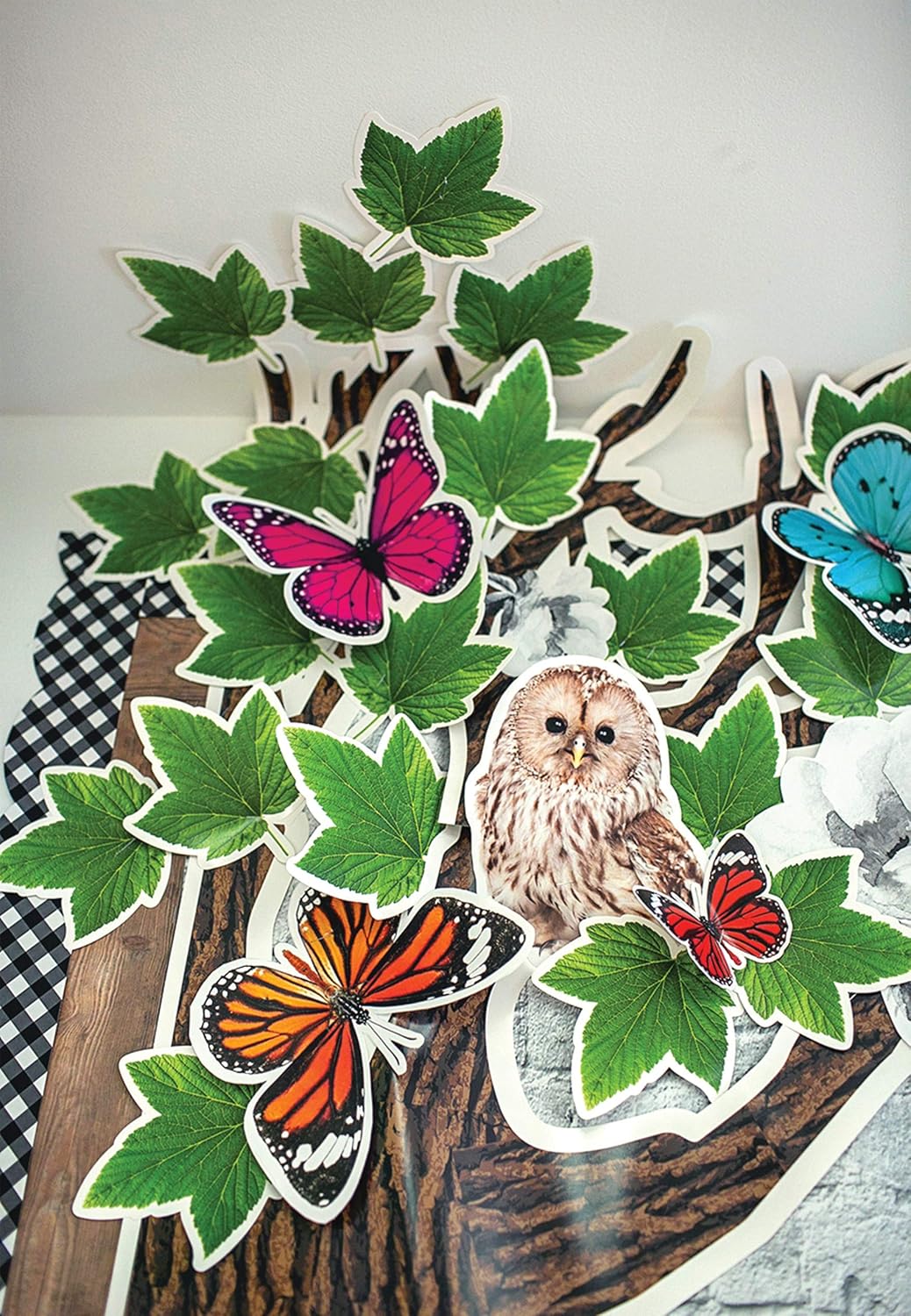 Schoolgirl Style Woodland Whimsy – Juego de tablones de anuncios, recorte de árbol grande de 6 piezas con hojas verdes para tablones de anuncios,