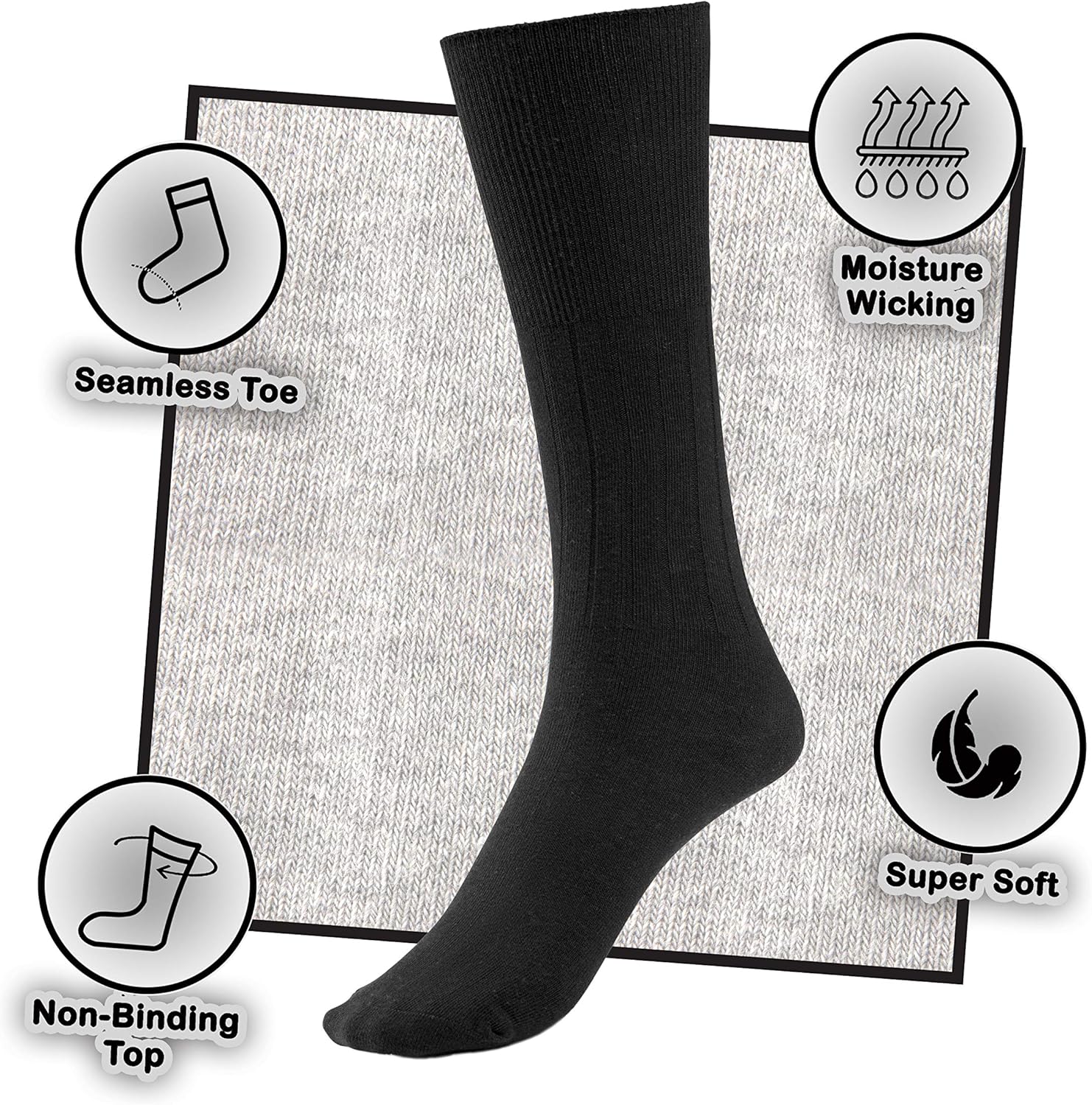 Silky Toes Cotton Diabetic Socks for Women Non Binding Seamless Dress Socks, 3 or 6 Pk Multi Colors Big Sizes
