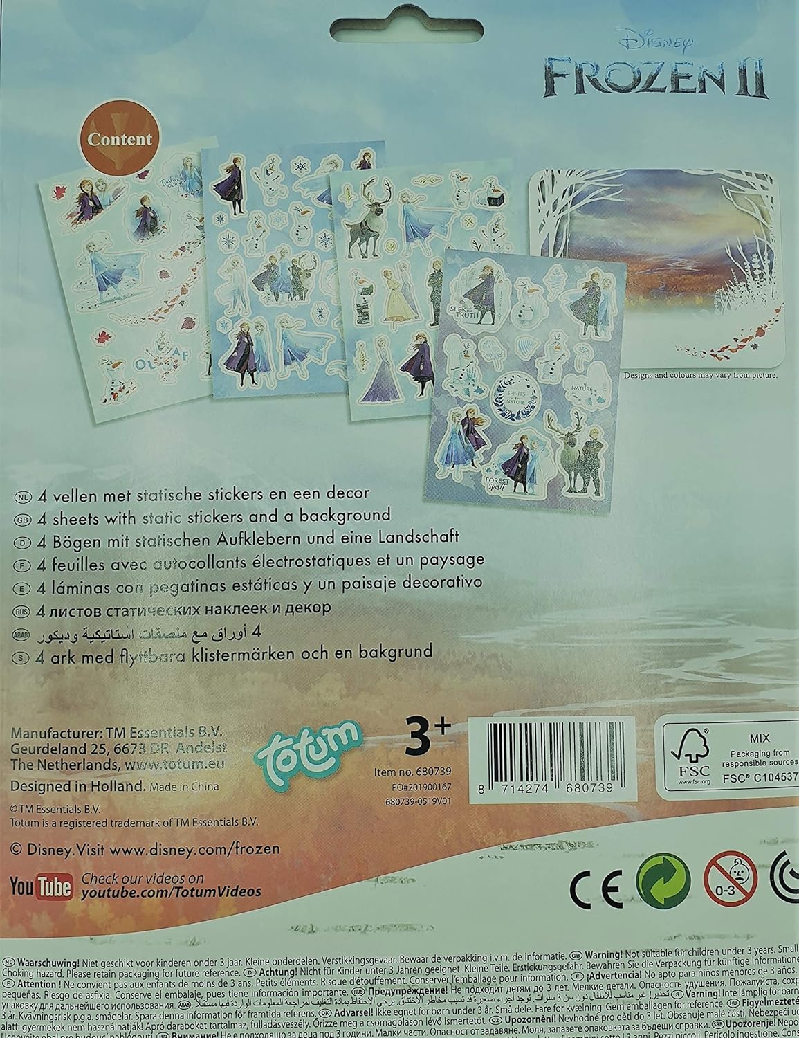 Disney Frozen II – Calcomanías para ventana con más de 70 calcomanías estáticas y una escena de paisaje por Anna & Elsa