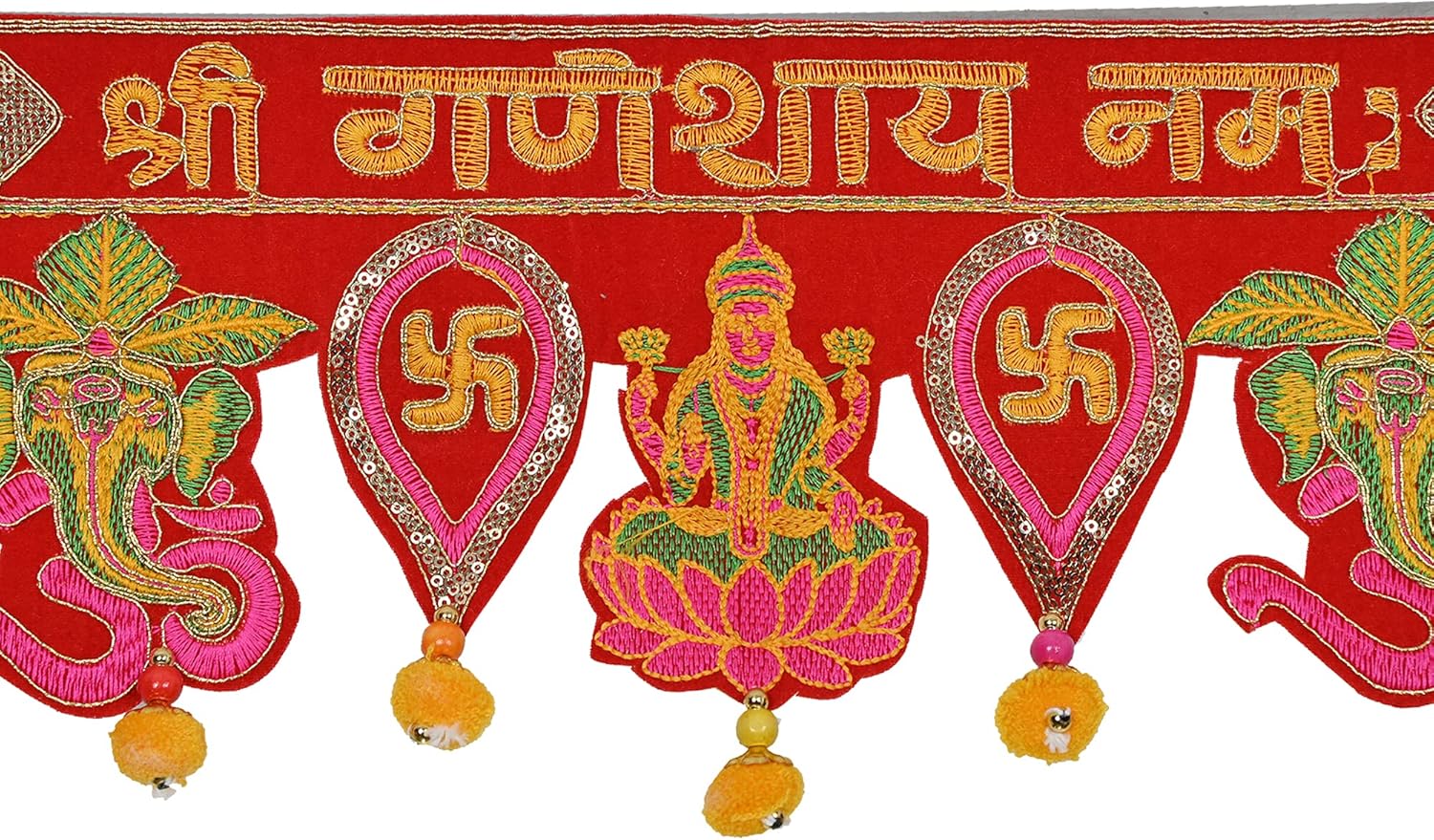 Diwali Special Laxmi Ganesh Toranam para decoración del hogar Diwali colgante de puerta, Templo Pooja Bandhanwar Shub Labh Toran para Deepawali