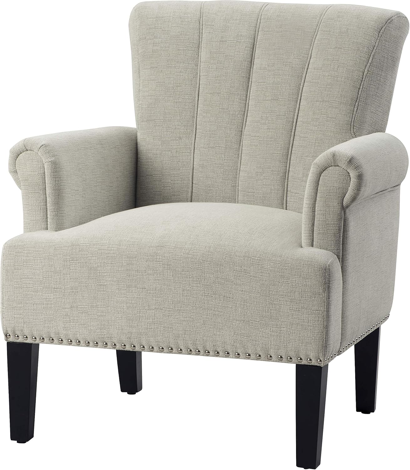 Accent Rivet – Sillón de poliéster copetudo, silla reclinable, silla de lectura, color crema
