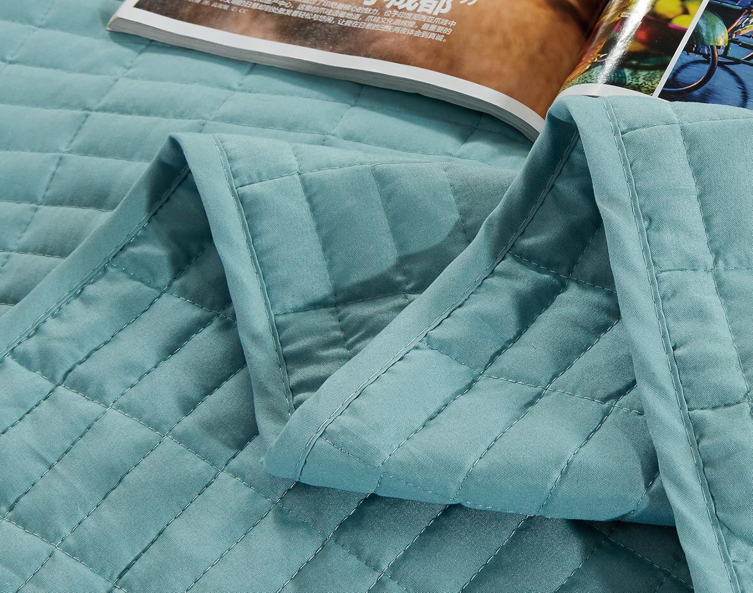 GrandLinen – Juego de cama de 2 piezas y 3 piezas, diseño de caja rectangular con patrón de caja individual y extragrande, Poliéster & Mezcla de
