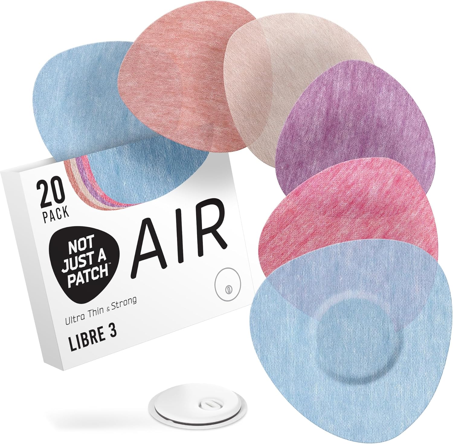 Not Just A Patch Air Libre 3 cubiertas de sensores (paquete de 20)  Parches adhesivos finos, fuertes y ligeros con adherencia de 14 días, duraderas