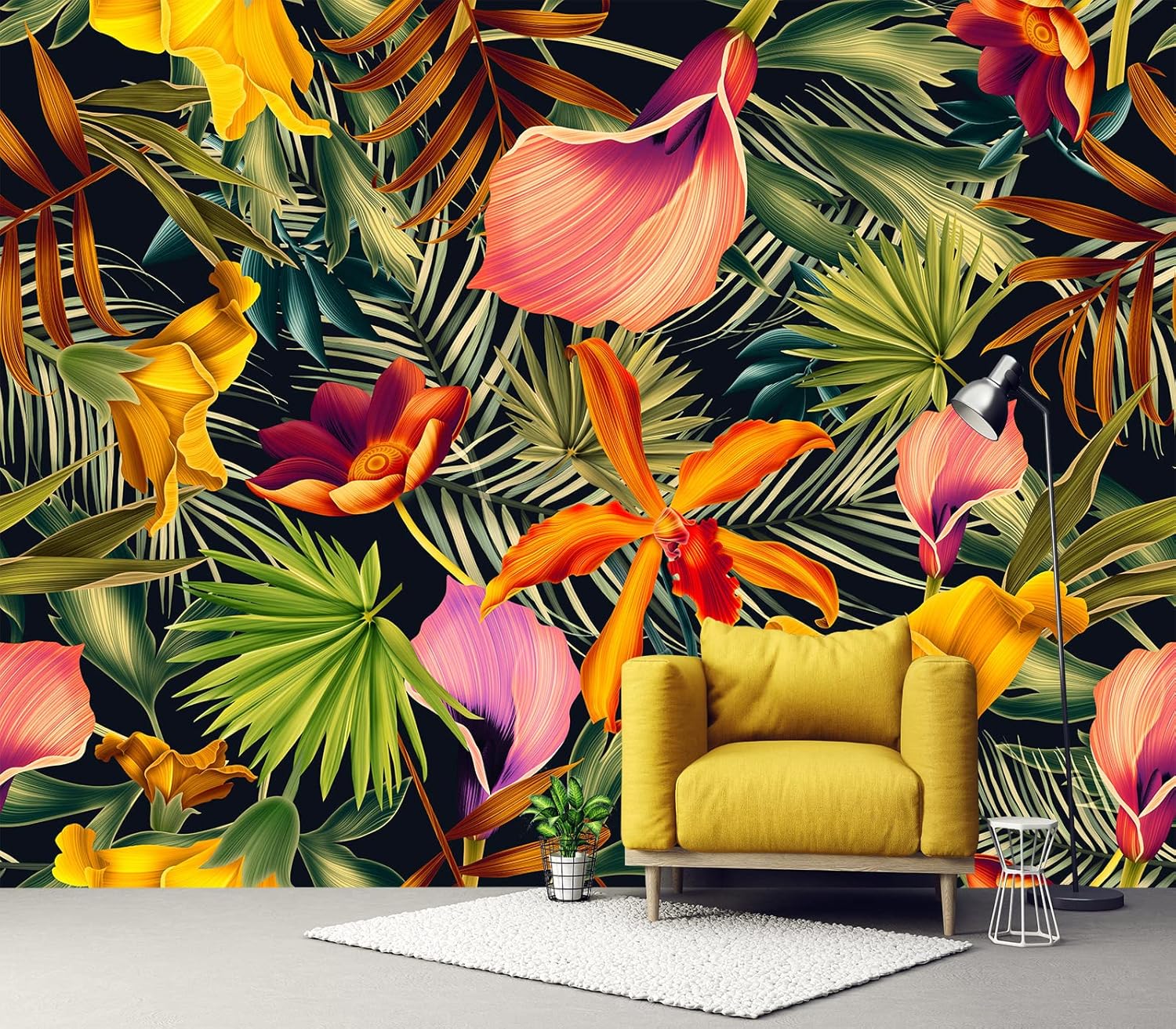Cliouar – Papel pintado de hojas de palmera con plantas tropicales, decoración para dormitorio, sala de estar, 158 x 110 pulgadas (no autoadhesivo)