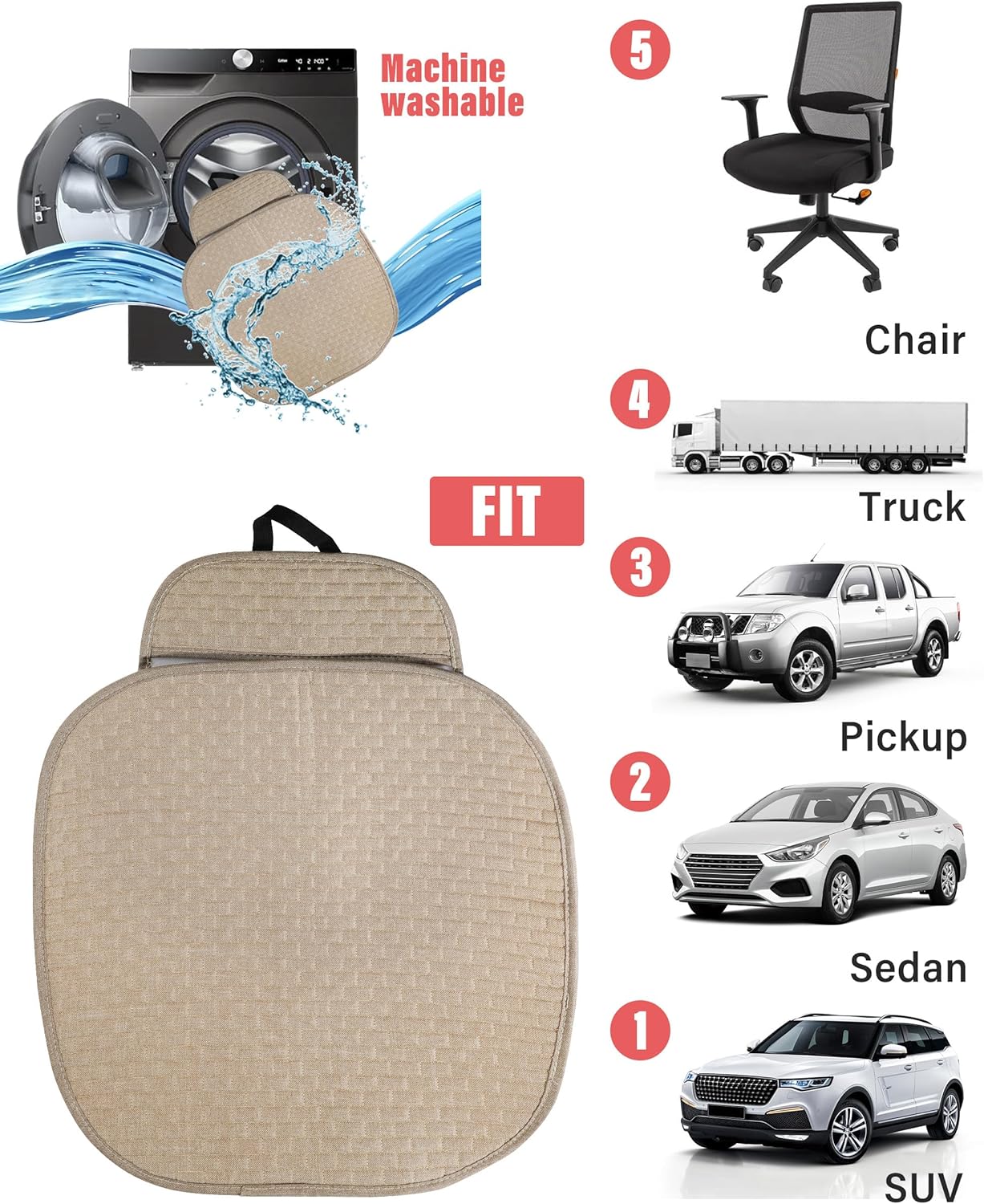 Fundas de cojín para asiento de automóvil, fundas de asiento inferior, alfombrilla protectora de asiento delantero de automóvil, almohadilla
