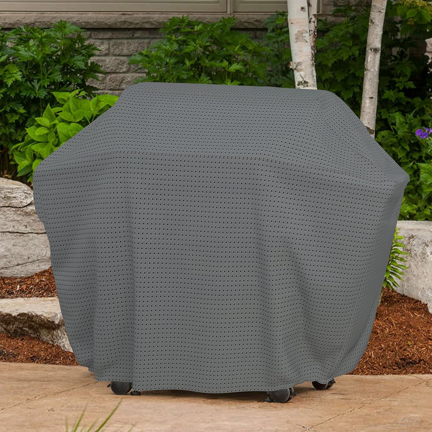 Covers & all Duro Pro – Funda para parrilla de barbacoa con elástico, 160 GSM, tela transpirable no tejida, impermeable, resistente a los rayos UV,