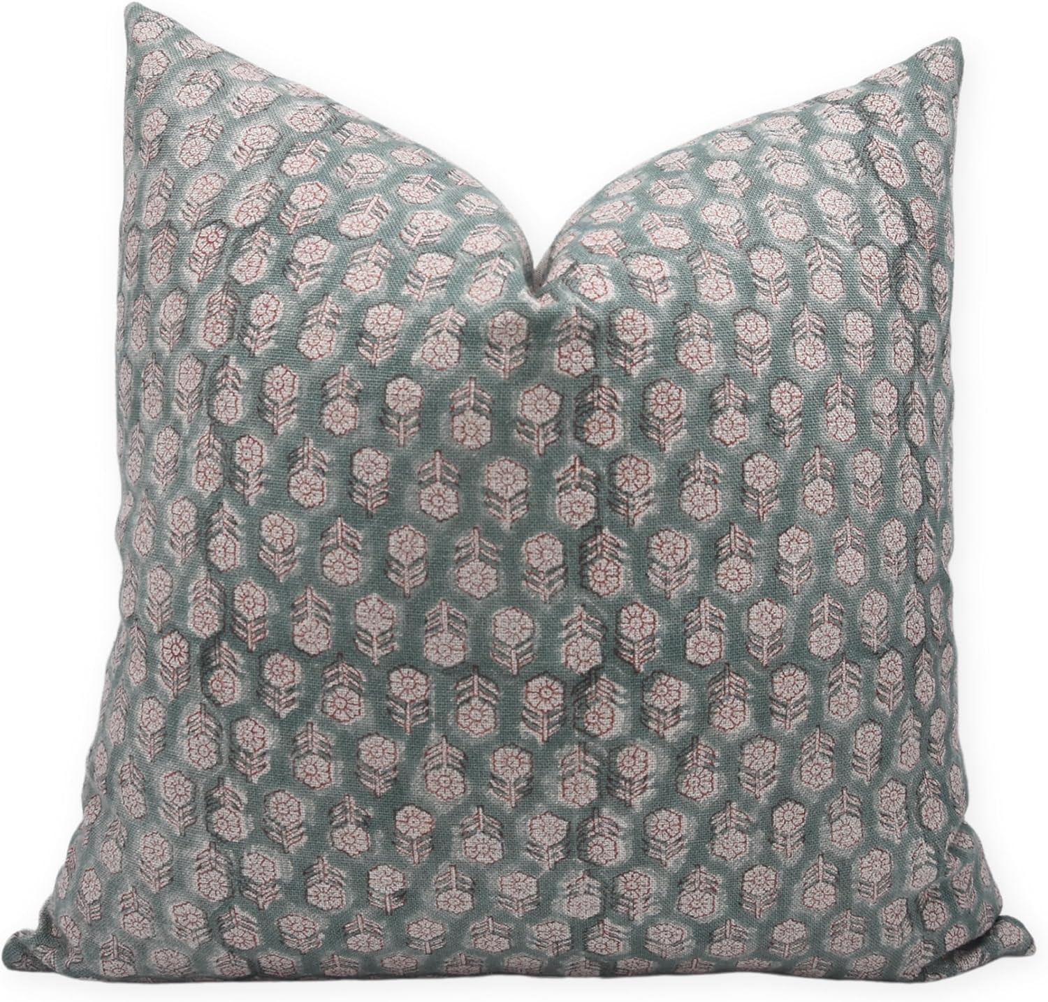 Funda de almohada de lino grueso, almohada para exteriores con estampado de telar a mano, funda de cojín sostenible hecha a mano para sofá y sofá,