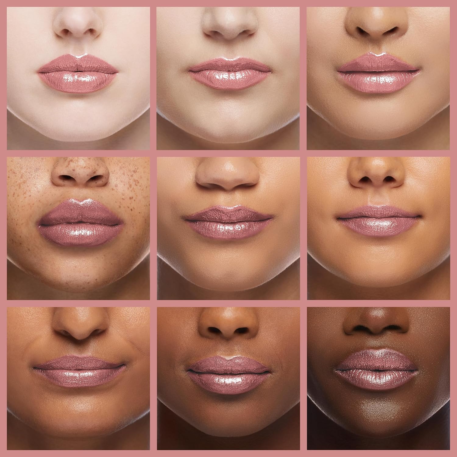 Oulac Lápiz labial rosa claro para mujer con brillo metálico 3D fórmula hidratante ligera, color de labios de alto impacto, belleza vegana y sin