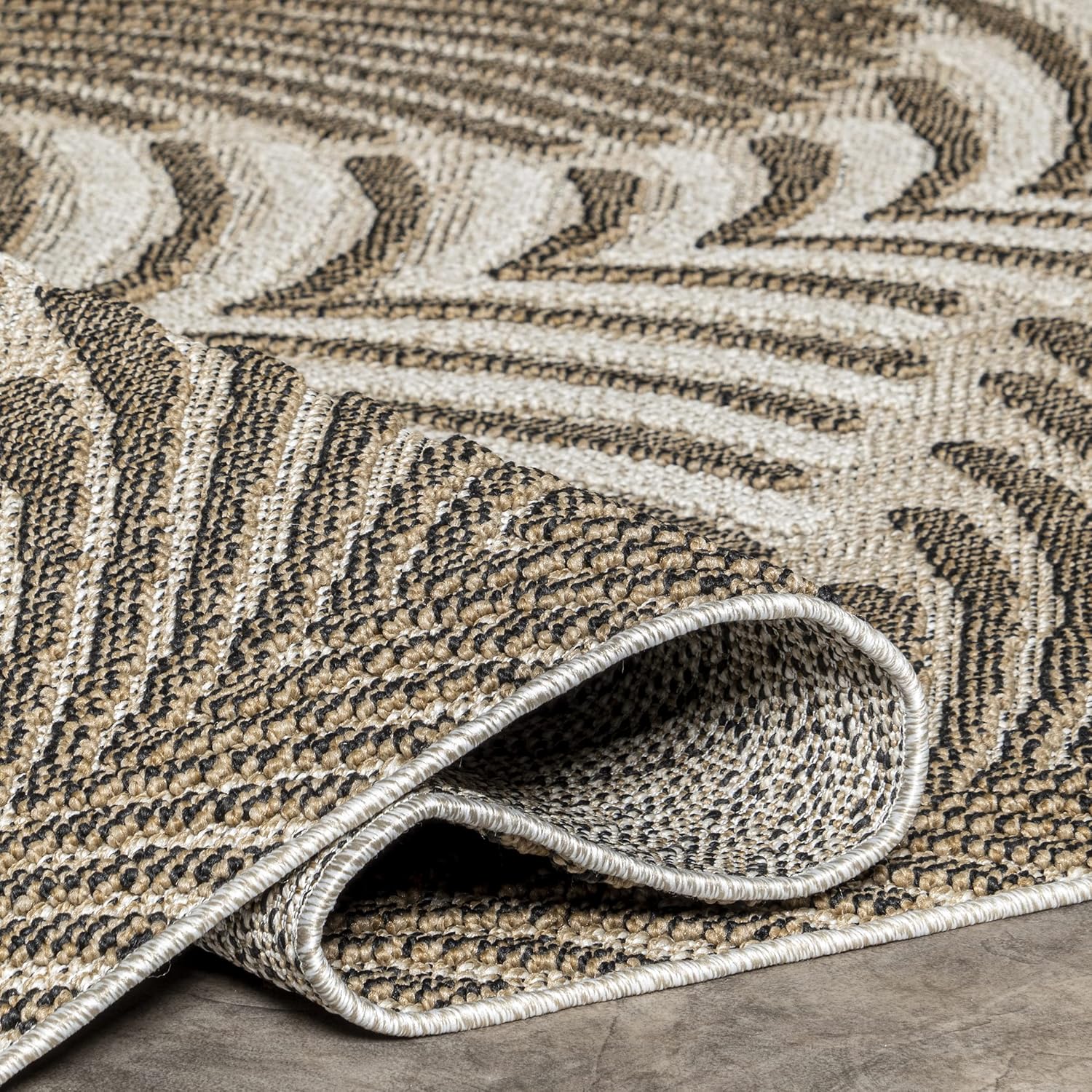nuLOOM Mandie Modern Zebra – Alfombra de área para interiores y exteriores, 7 x 9 pies, color beige