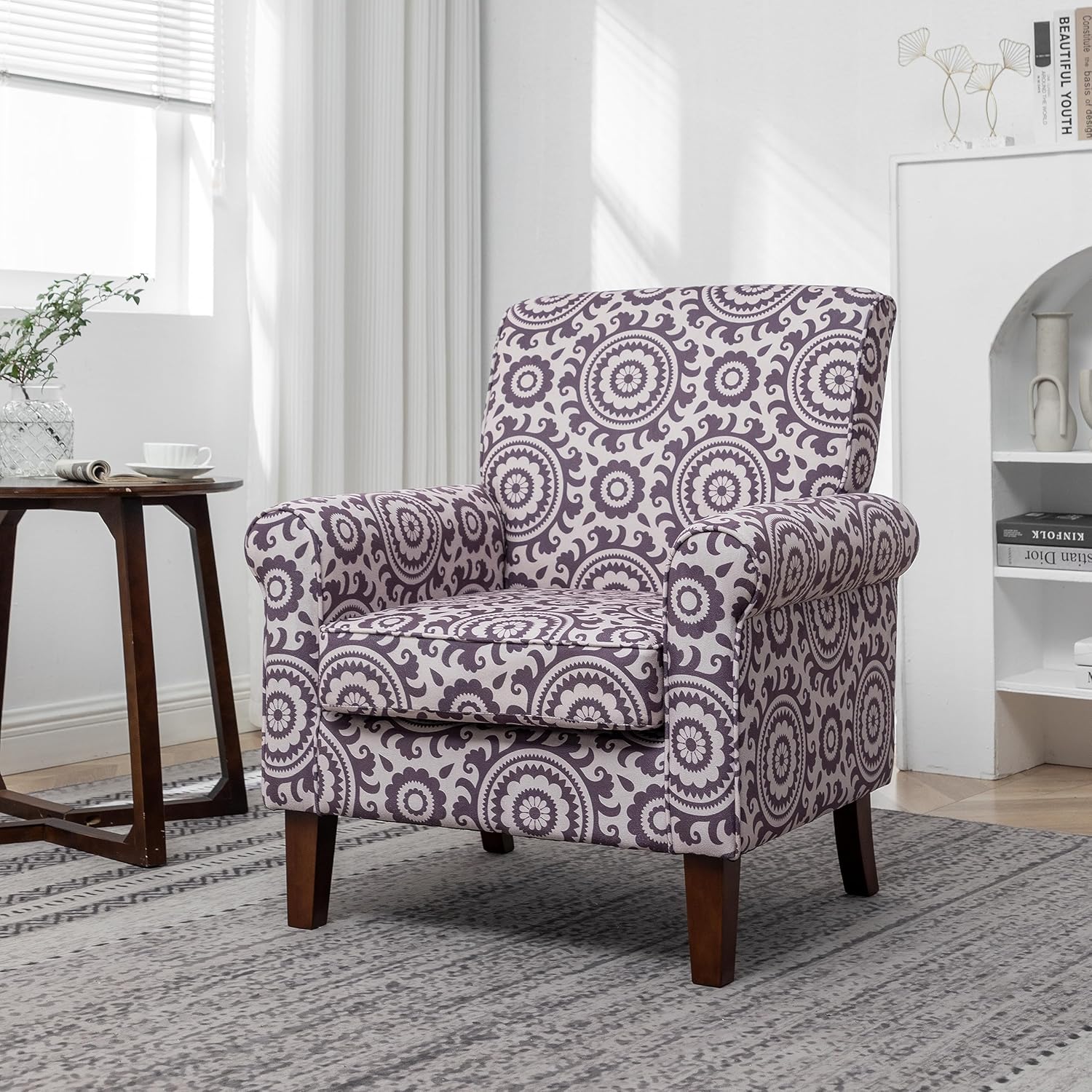 US Pride Furniture Sillas tradicionales para sala de estar, dormitorio y oficina, sillón decorativo con marco de madera de abedul y elegantes