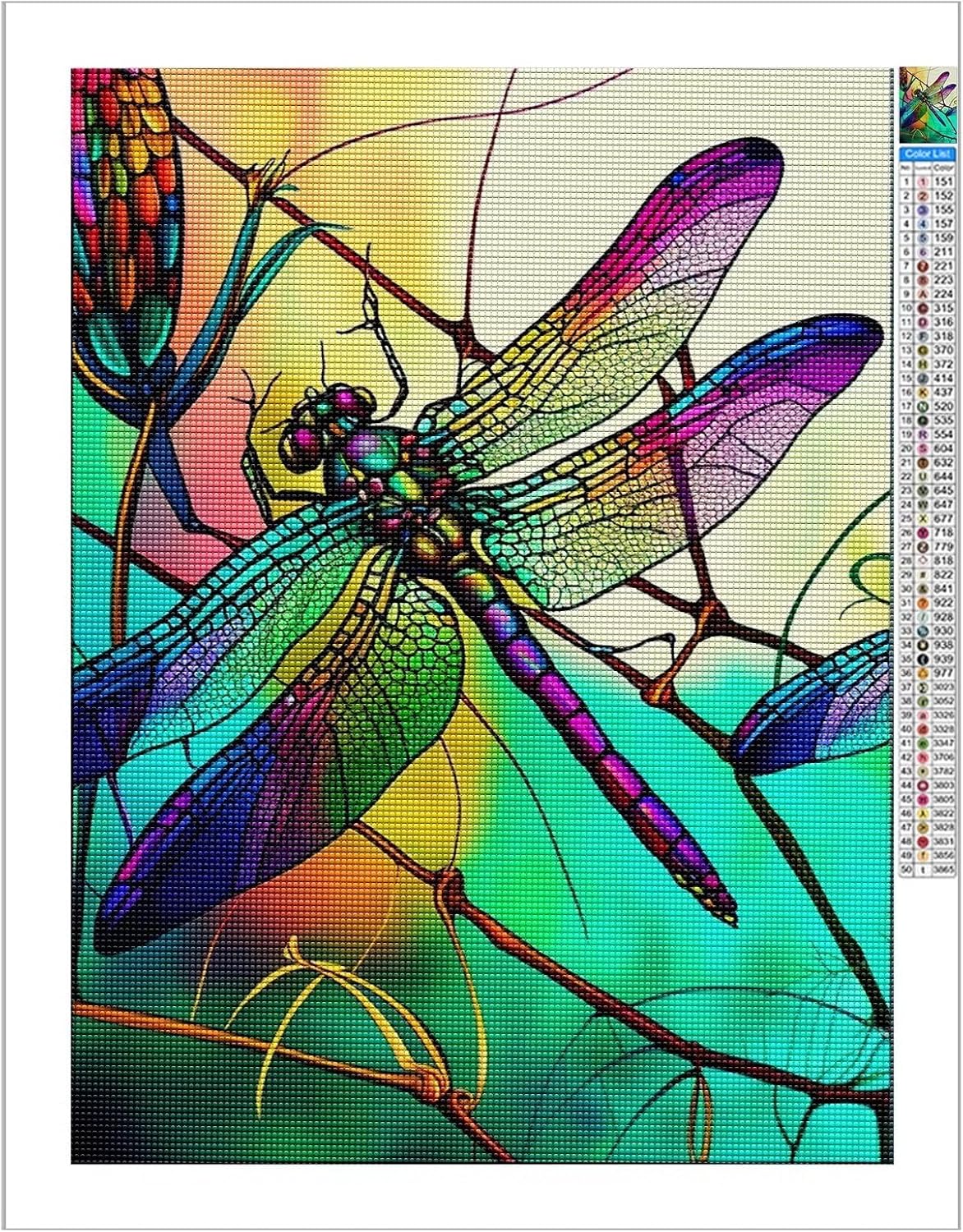 Juego de pintura de diamante para niños y adultos, pintura artística colorida de libélula, juego digital de diamante redondo 5D, pintura bordada de